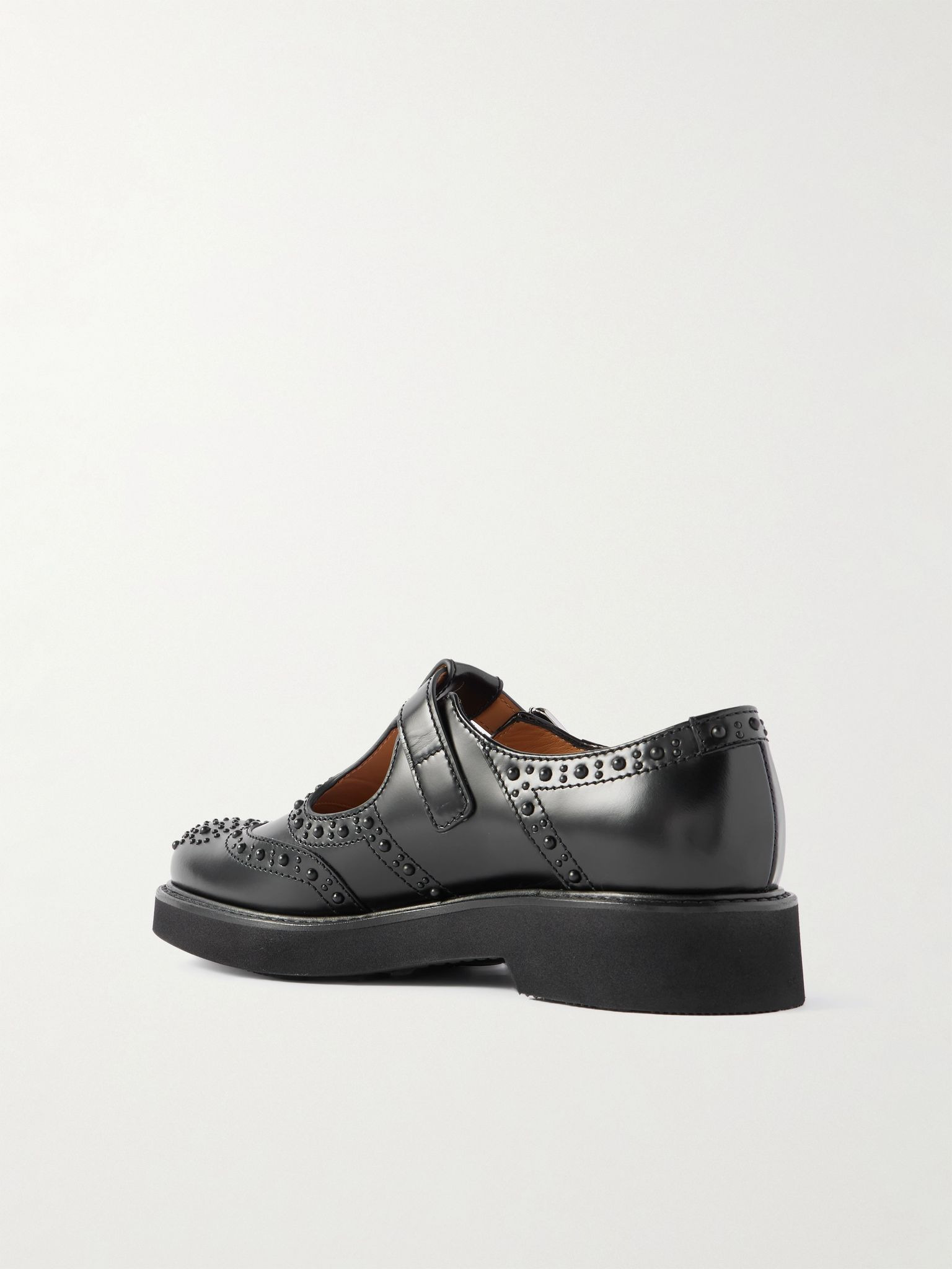 Odette studded leather Mary Jane brogues Black - 3