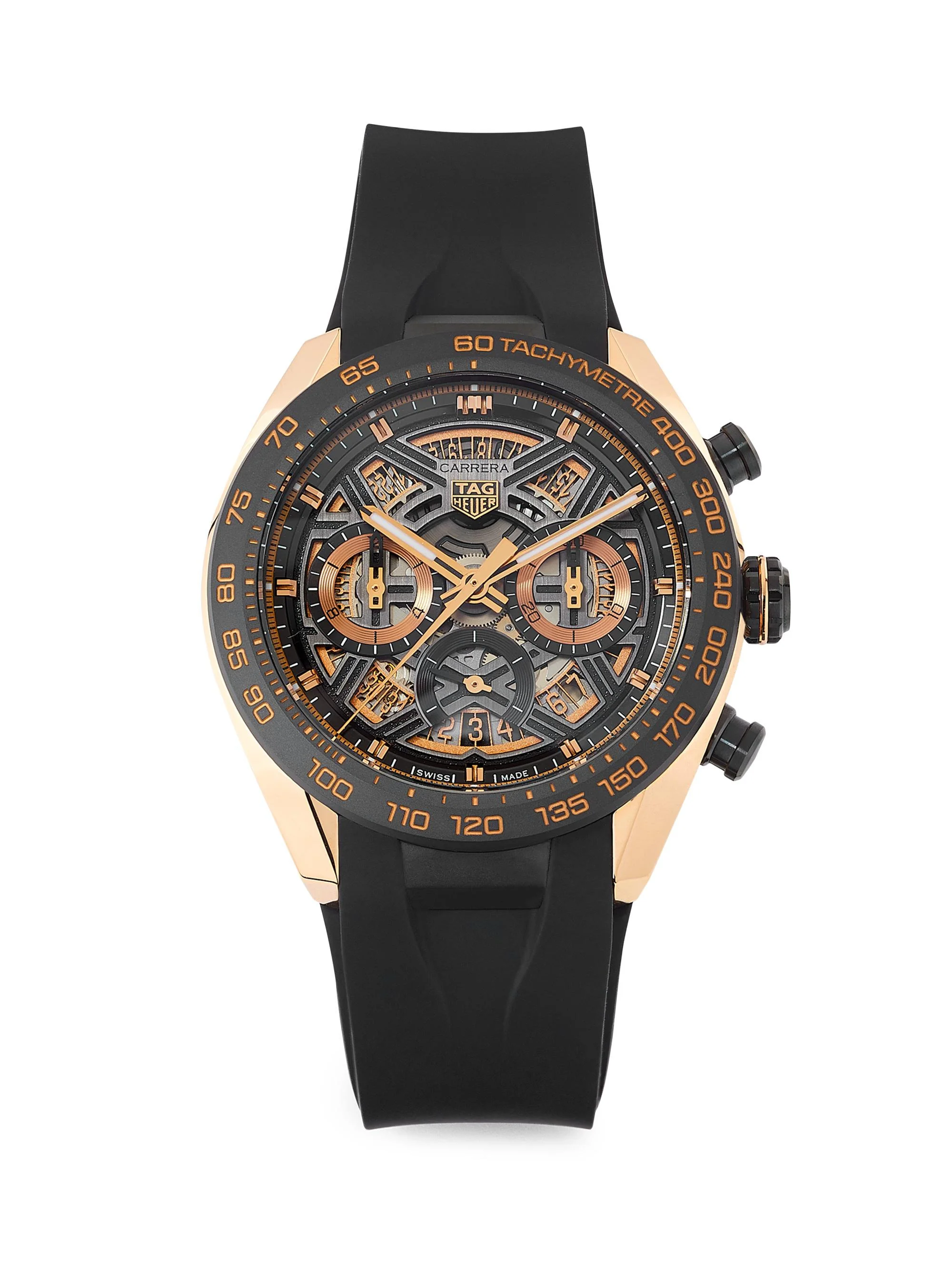 Women's Carrera TH-20 Extreme 18K Rose Gold, Titanium & Rubber Chronograph Watch/44MM - Black - 1