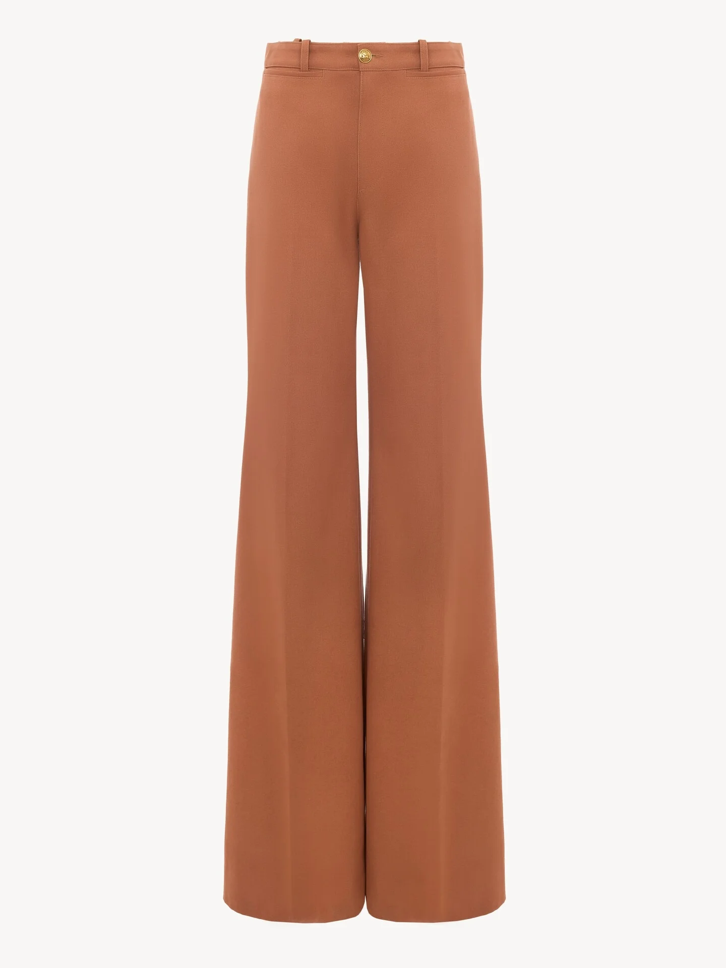 HIGH-RISE FLARED PANTS IN COTTON CANVAS - 1