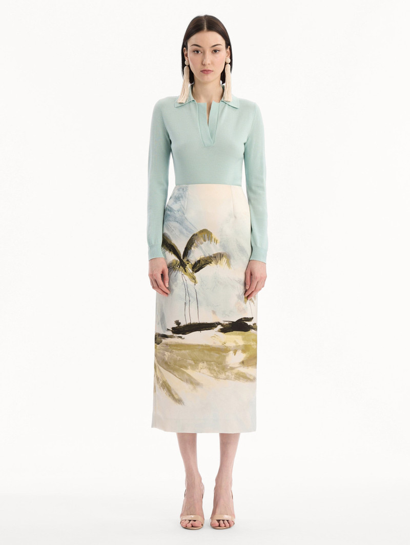Oscar de la Renta DOMINICAN LANDSCAPE PENCIL SKIRT outlook
