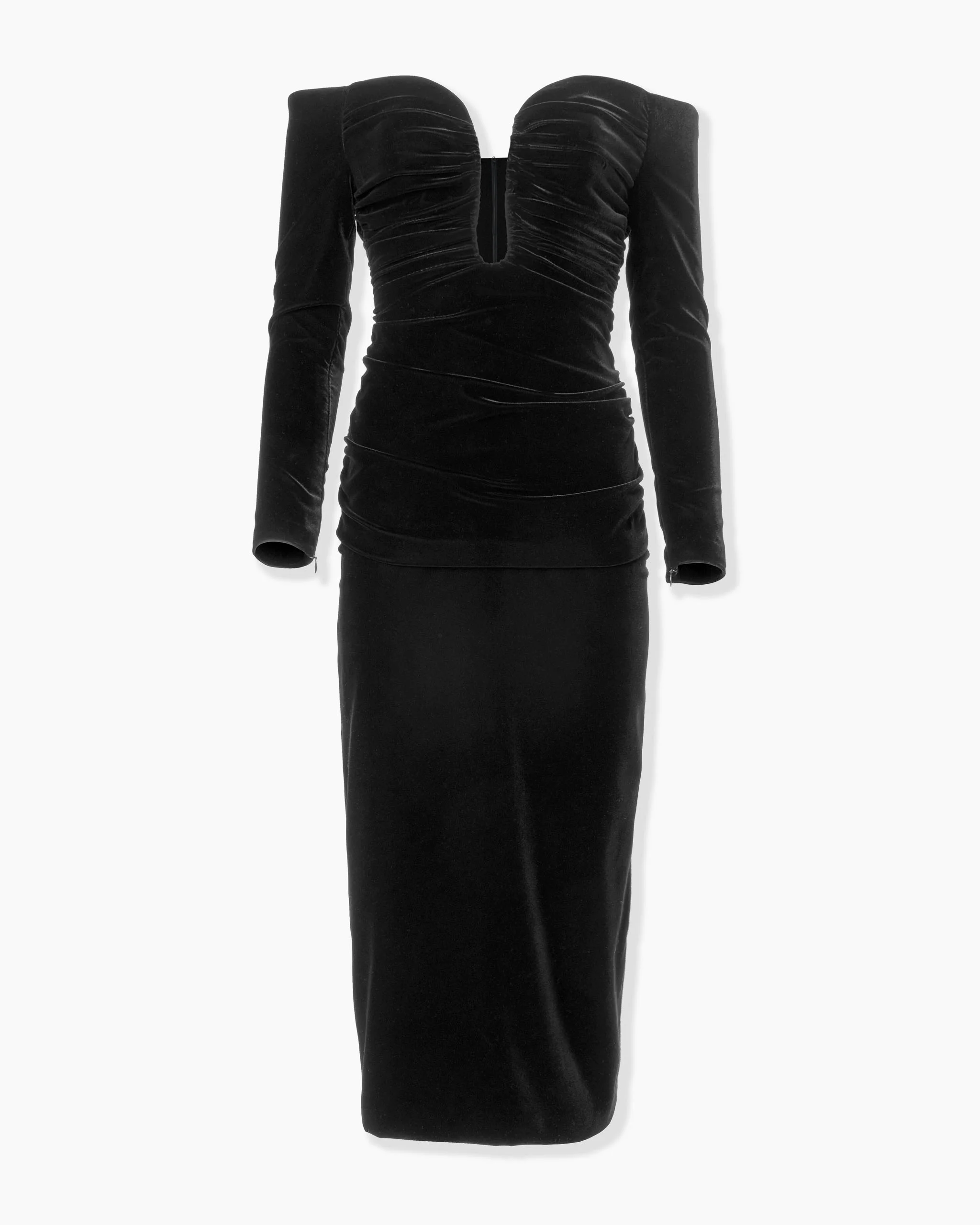 U-Neck Velvet Midi Dress - 1