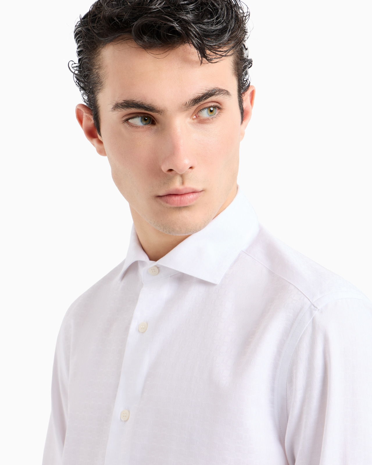 Cotton shirt with all-over jacquard logo pattern - 5