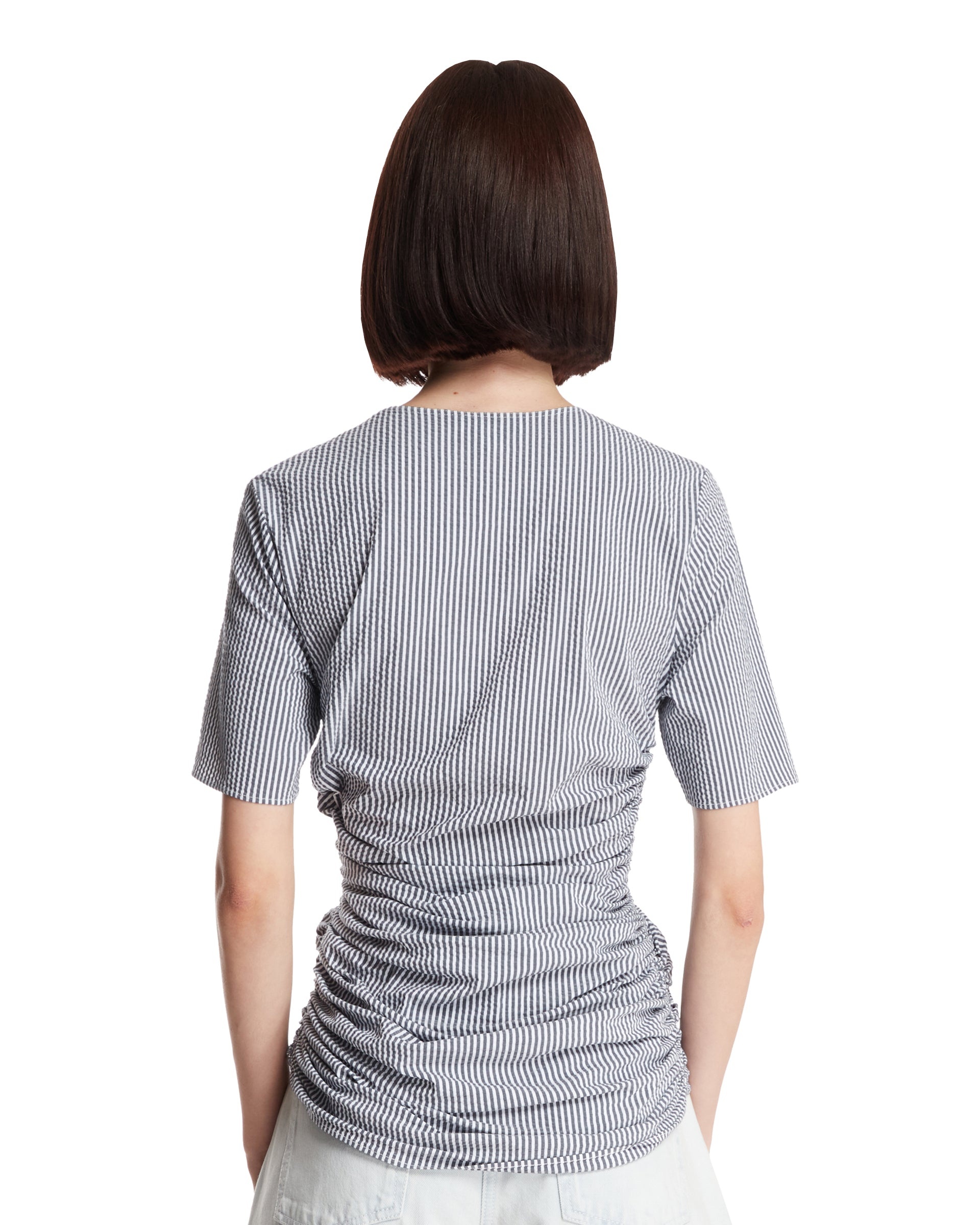 Blue Striped Pleated T-shirt - 3