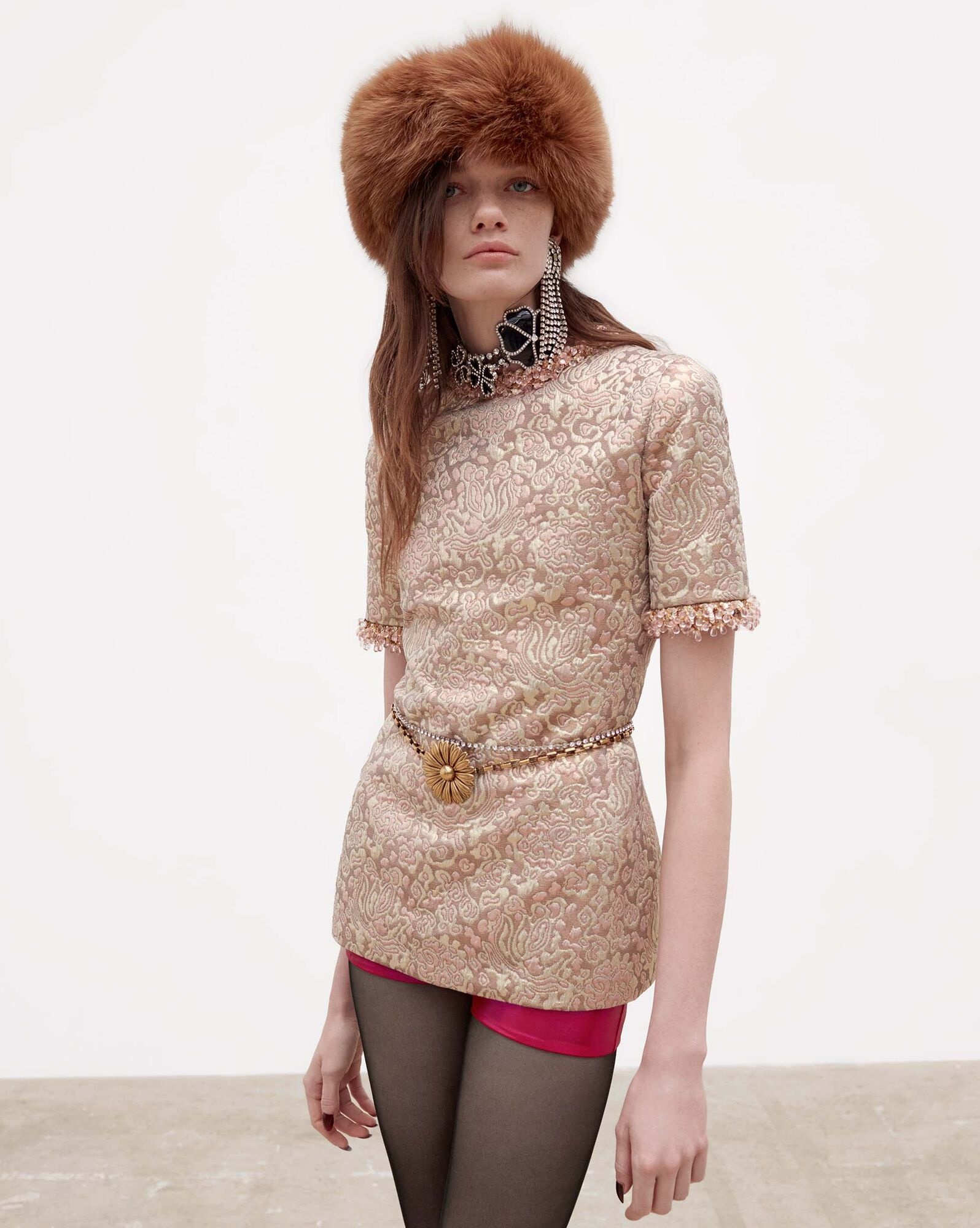 mini dress in embroidered brocade - 2