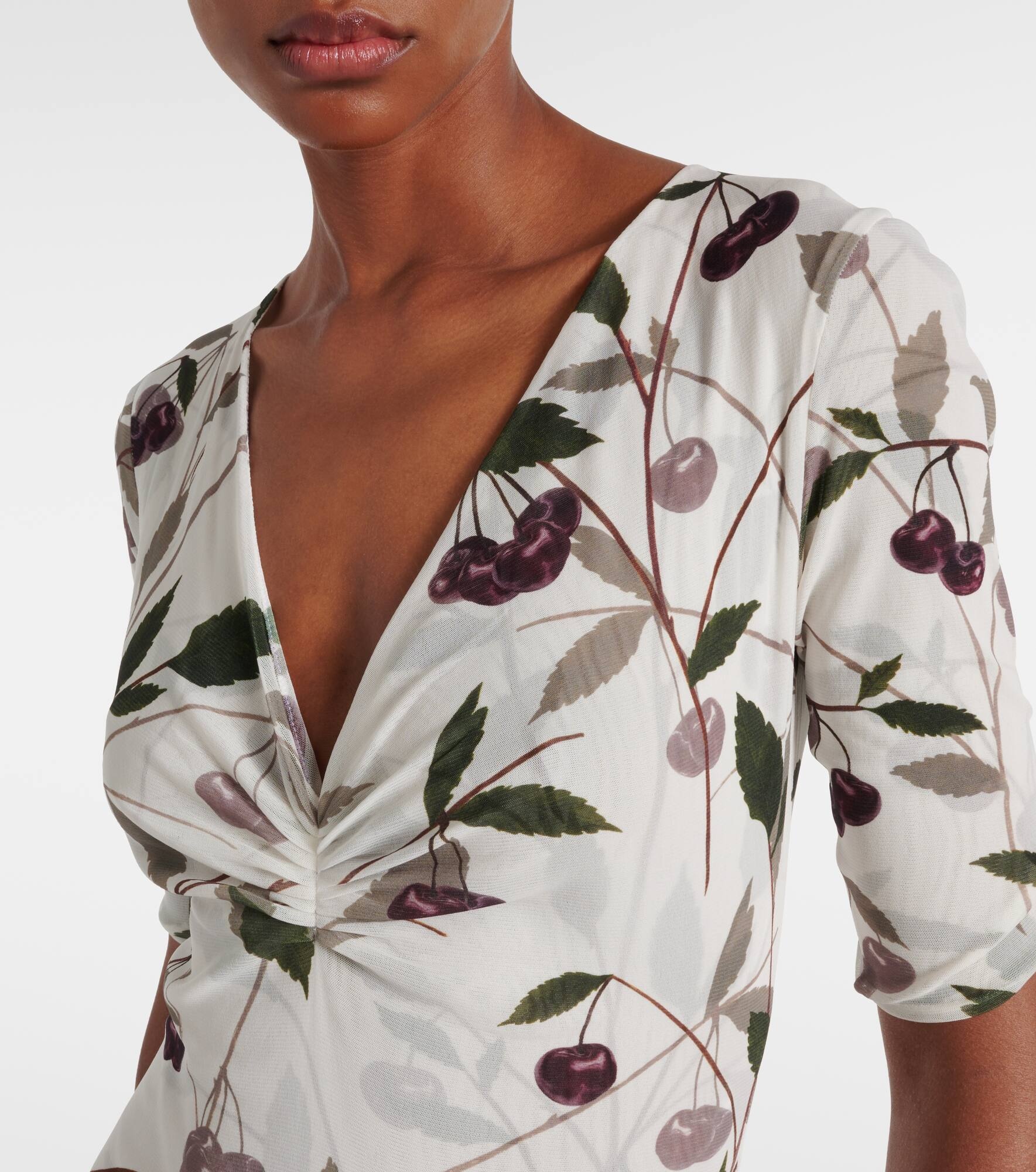 Printed mesh jersey maxi dress - 4