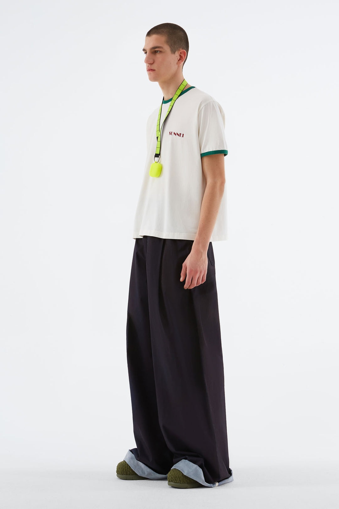 WHITE T-SHIRT WITH BORDEAUX MINI LOGO - 2