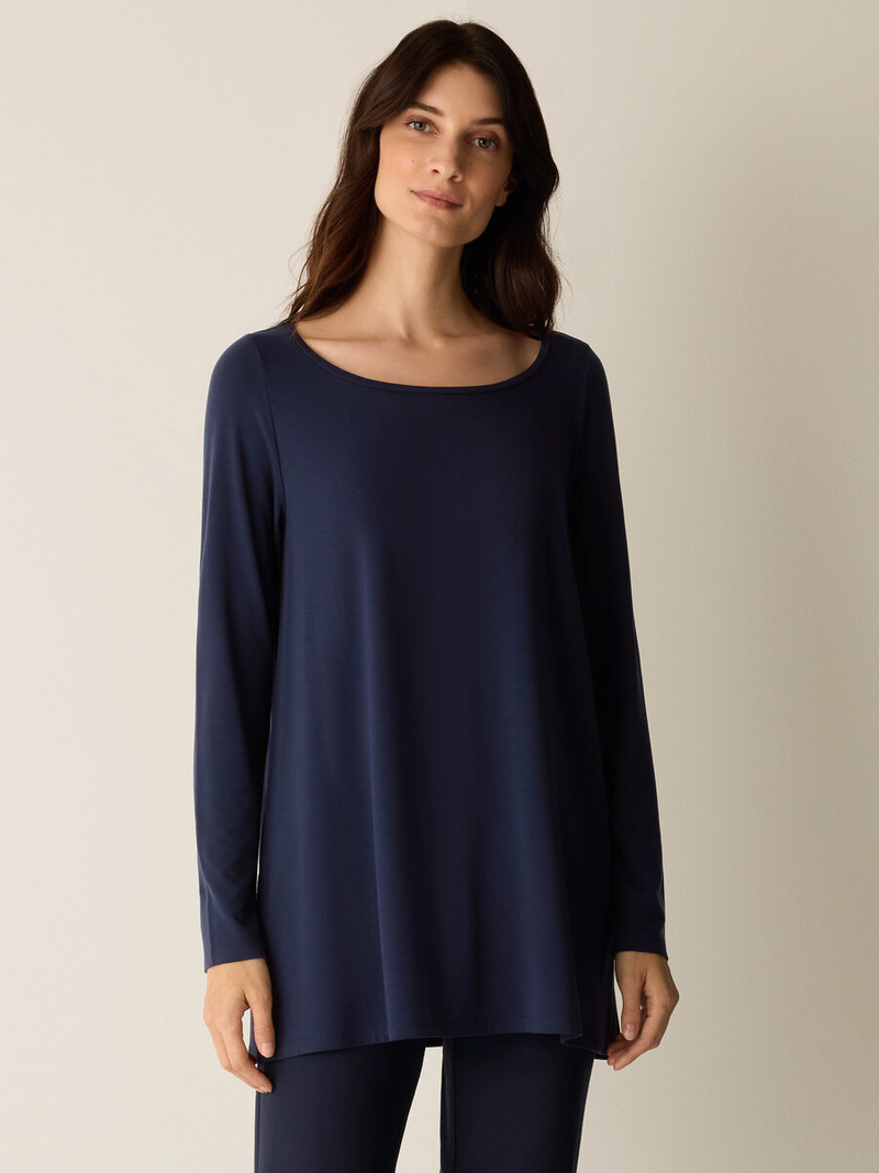 EILEEN FISHER Fine Jersey Ballet Neck Long Top outlook