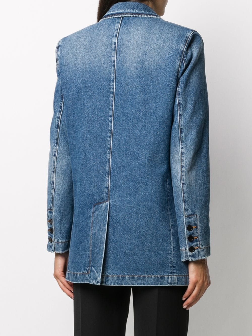 denim double-breasted blazer - 4