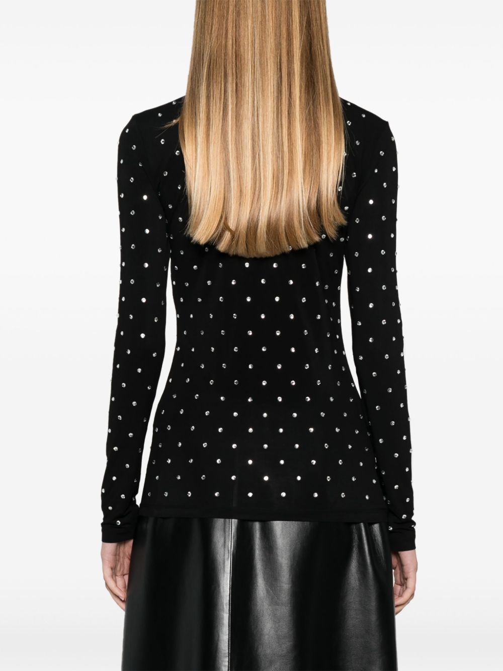 gem-embellished high-neck top - 4