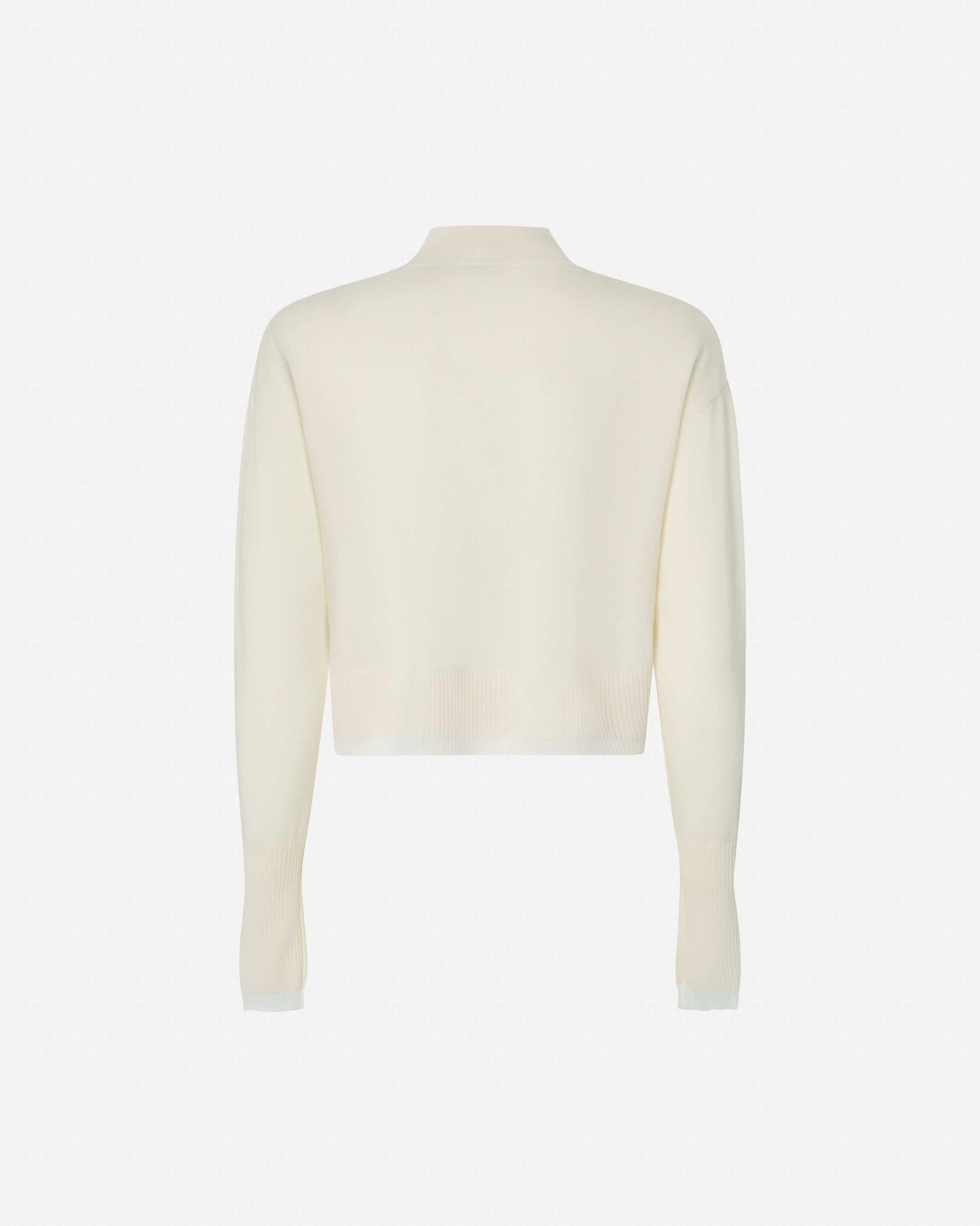 WHITE CASHMERE-BLEND MOCK-NECK SWEATER - 6