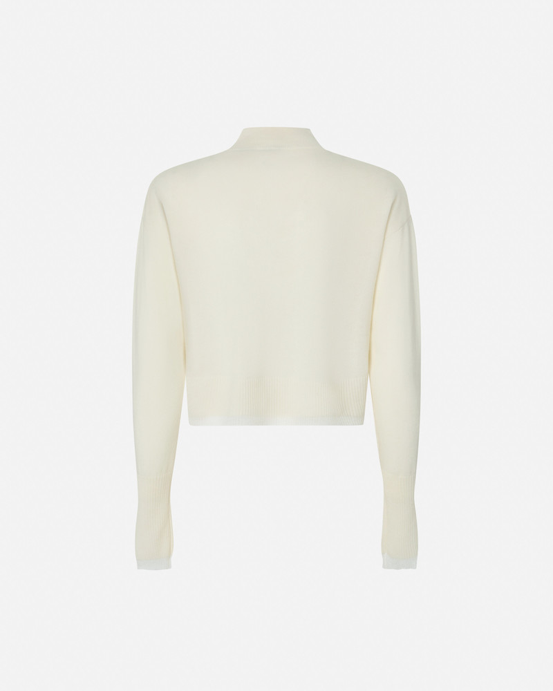WHITE CASHMERE-BLEND MOCK-NECK SWEATER 6