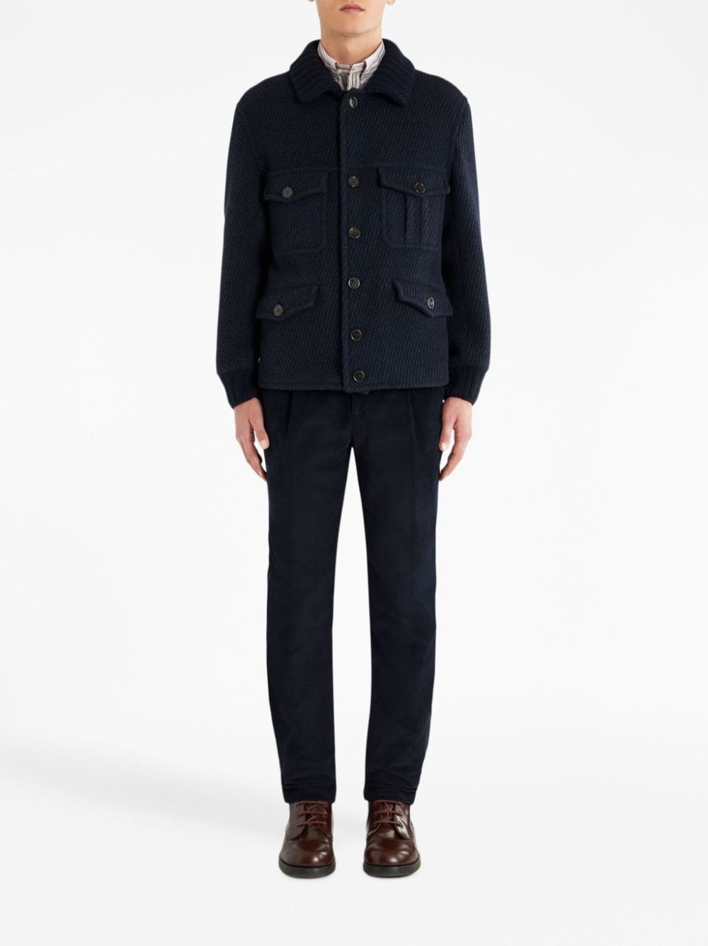 floral-stripe corduroy trousers - 2