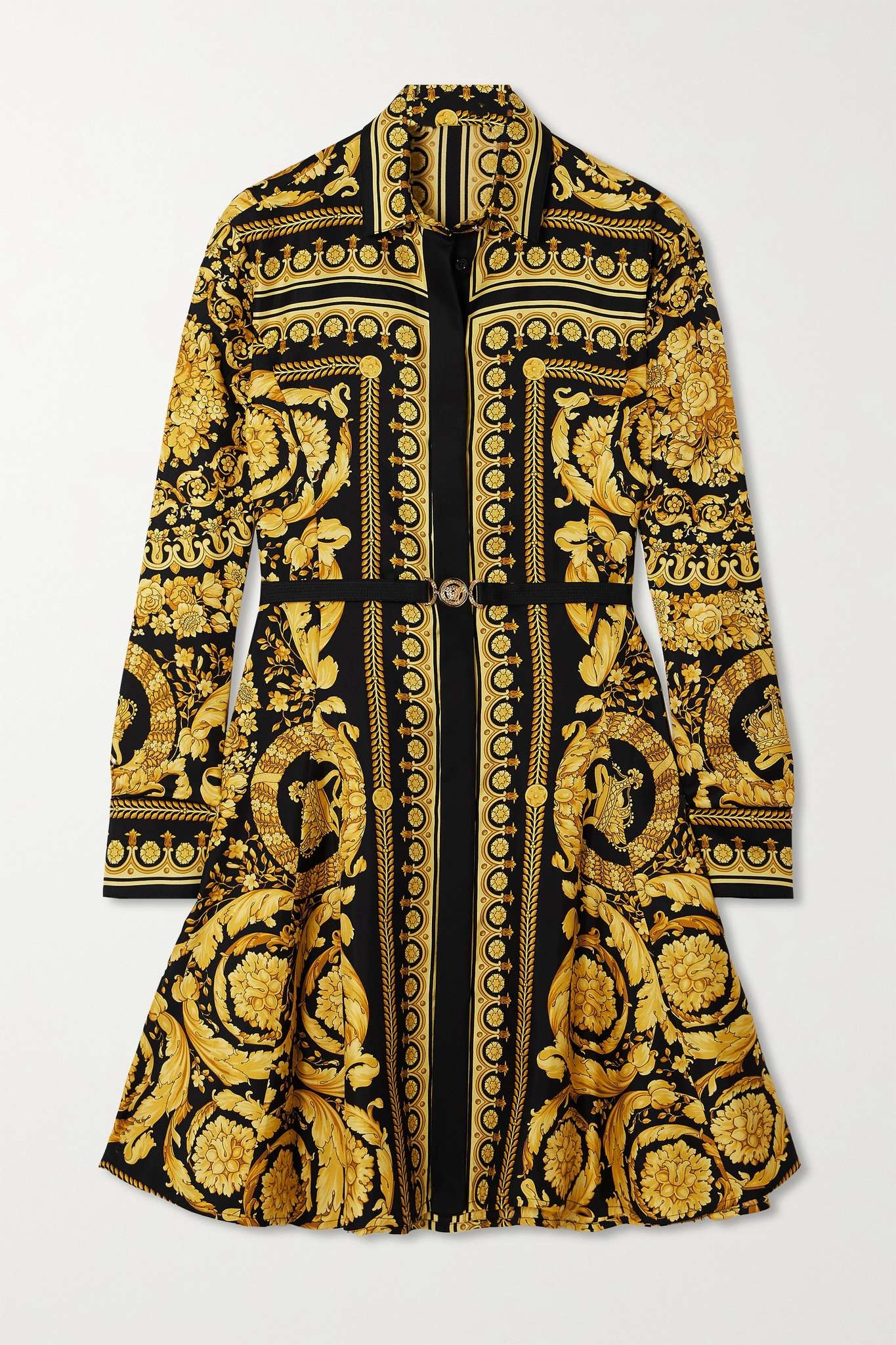 VERSACE Printed silk-twill mini shirt dress | netaporter