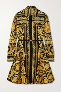 VERSACE Printed silk-twill mini shirt dress | netaporter