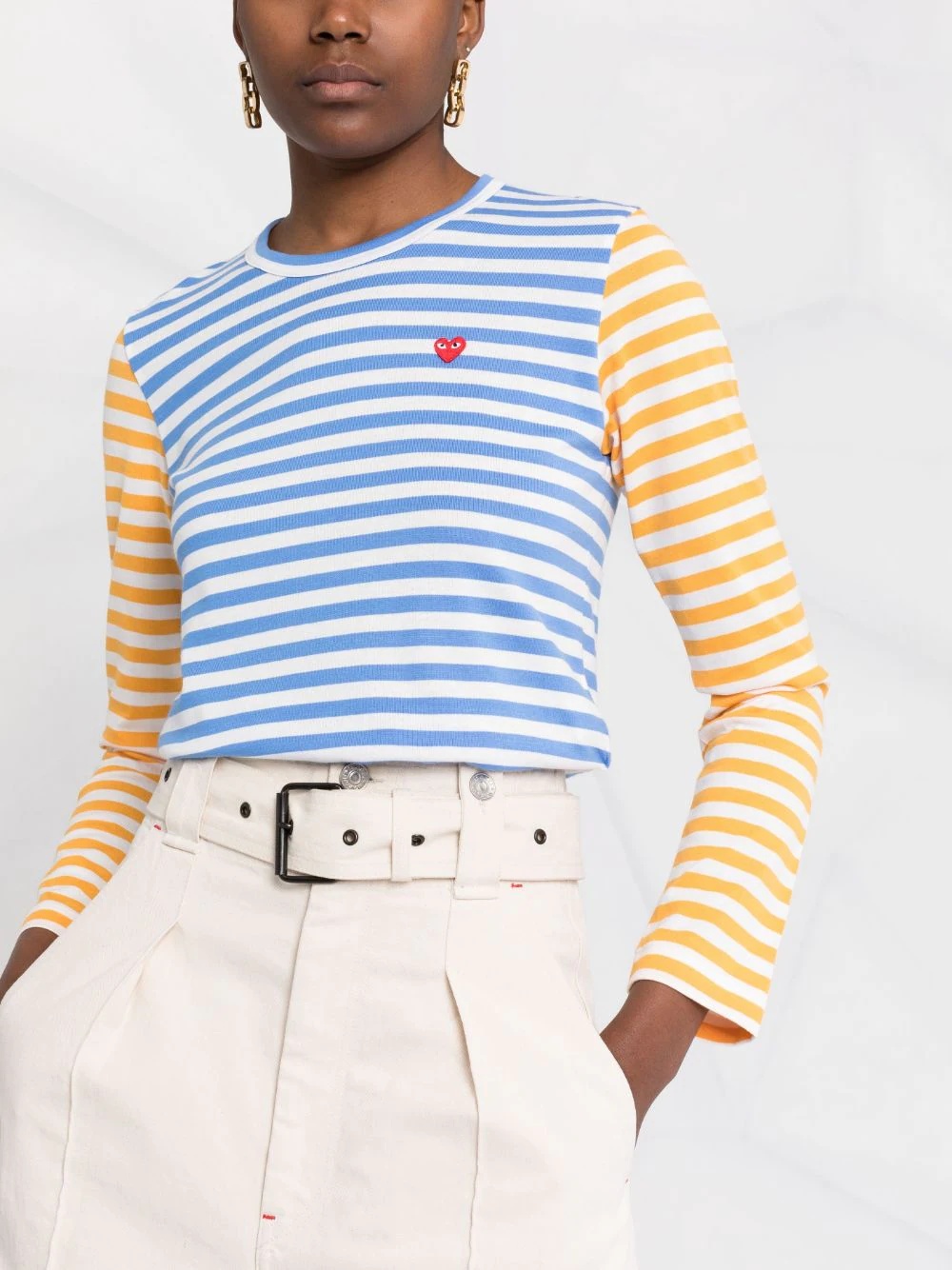logo-patch striped T-shirt - 5