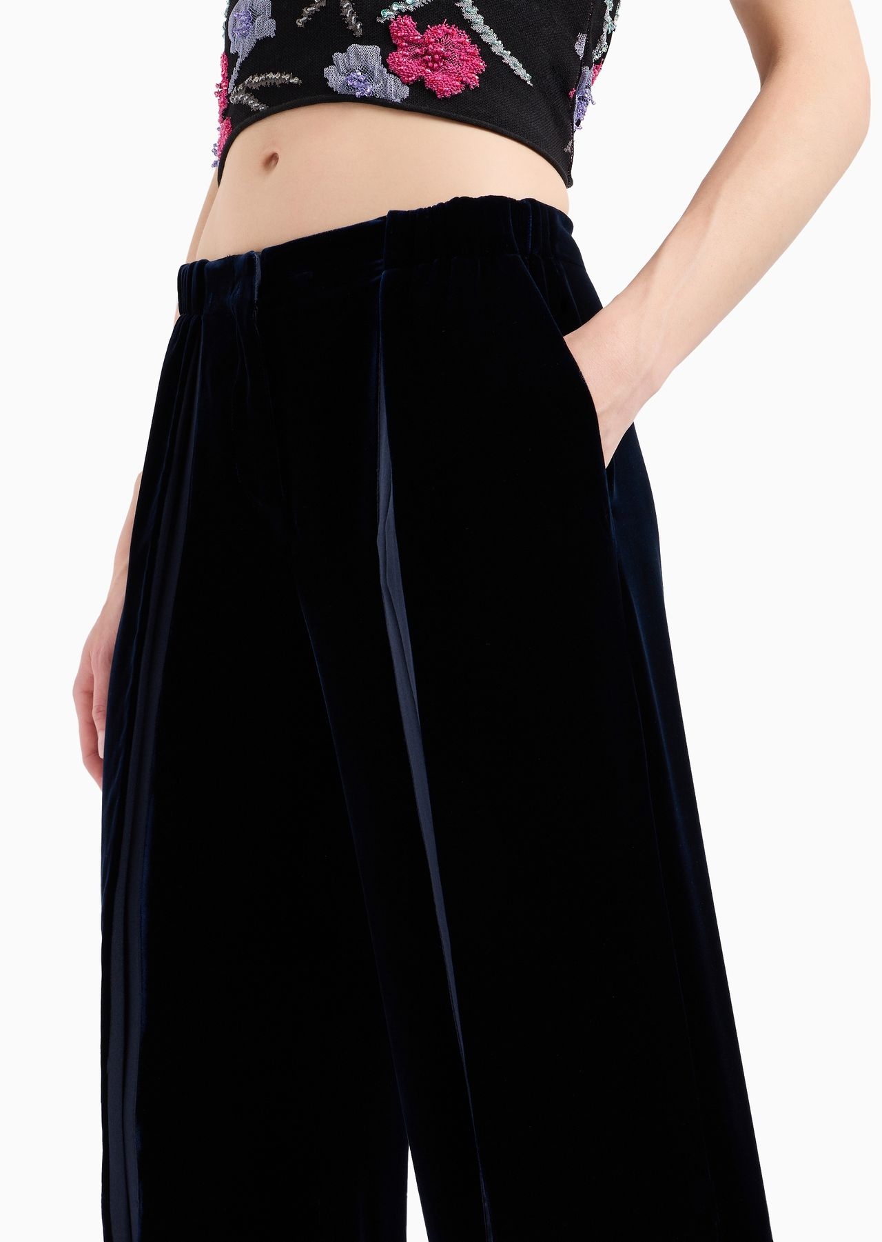 Draped velvet trousers - 5