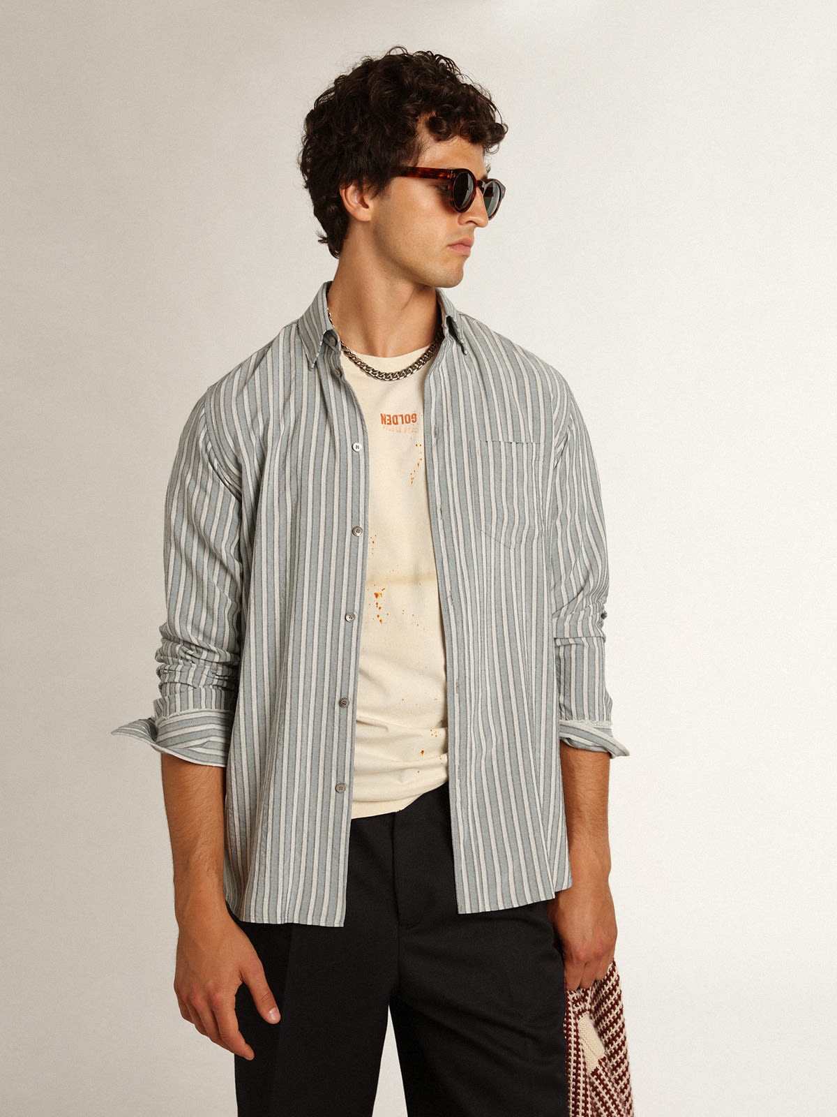 Men's shirt in viscose with stripes - 2