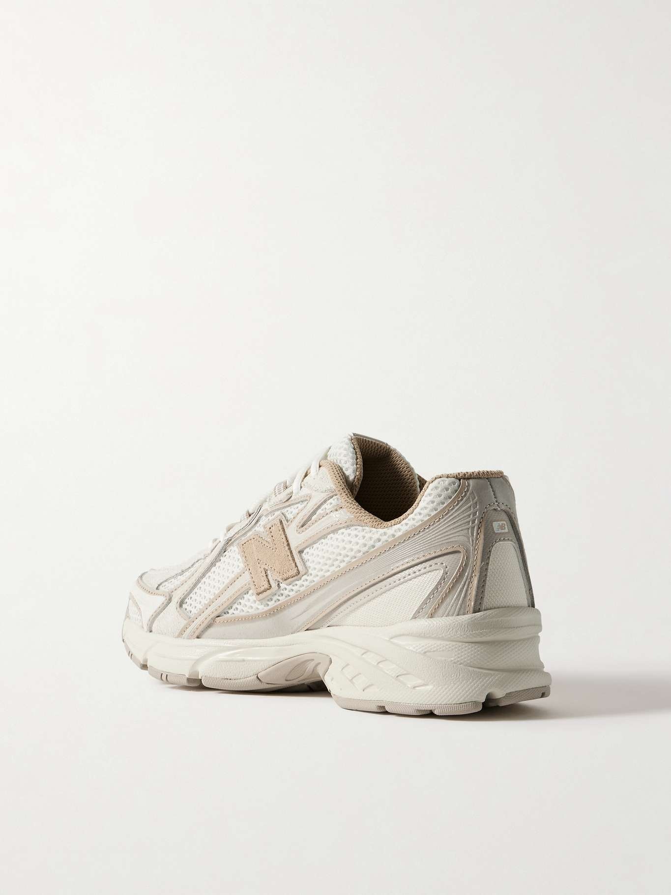740 leather and suede-trimmed mesh sneakers Cream - 3
