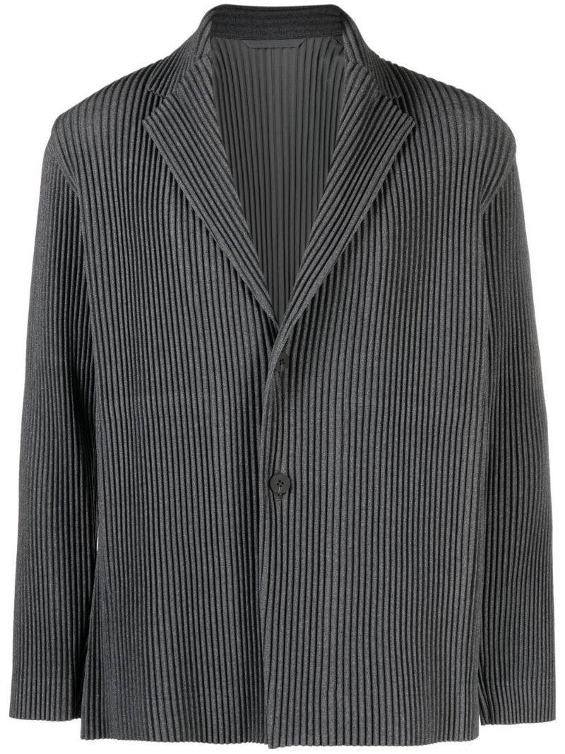 single-breasted plissé blazer - 1