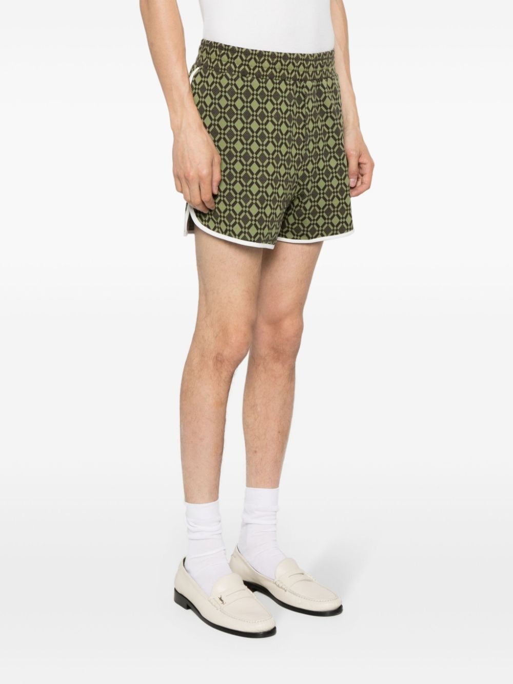 geometric-patterned jersey shorts - 4