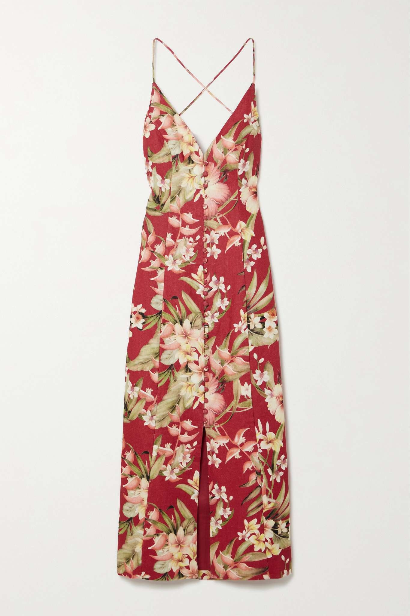 + NET SUSTAIN Lexi floral-print linen midi dress - 1