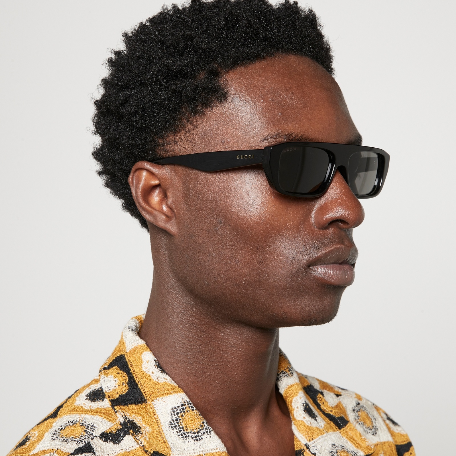 Gucci Aspen Thin Acetate Rectangular-Frame Sunglasses - 2