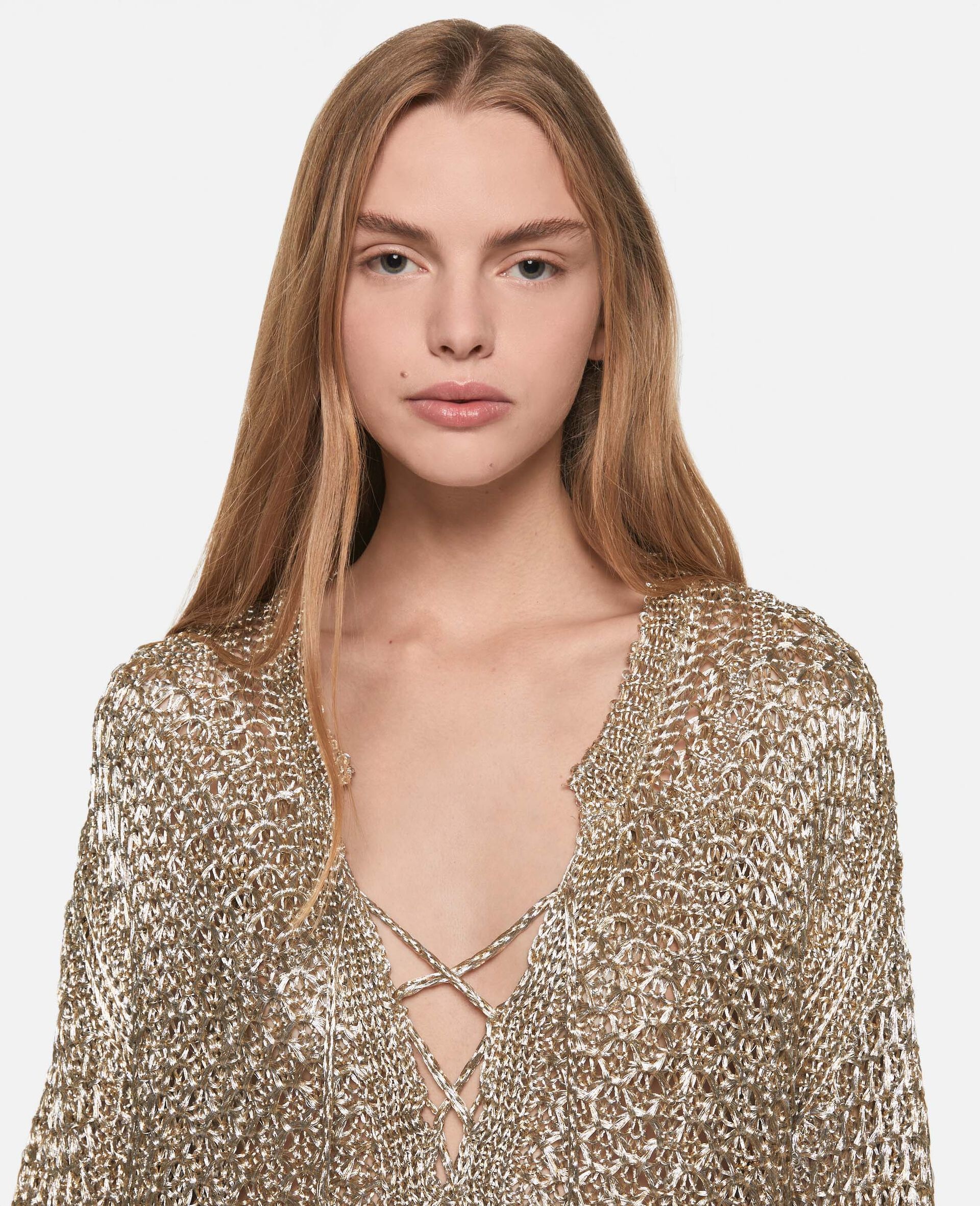 Sheer Sparkle Woven Long-Sleeved Top - 4