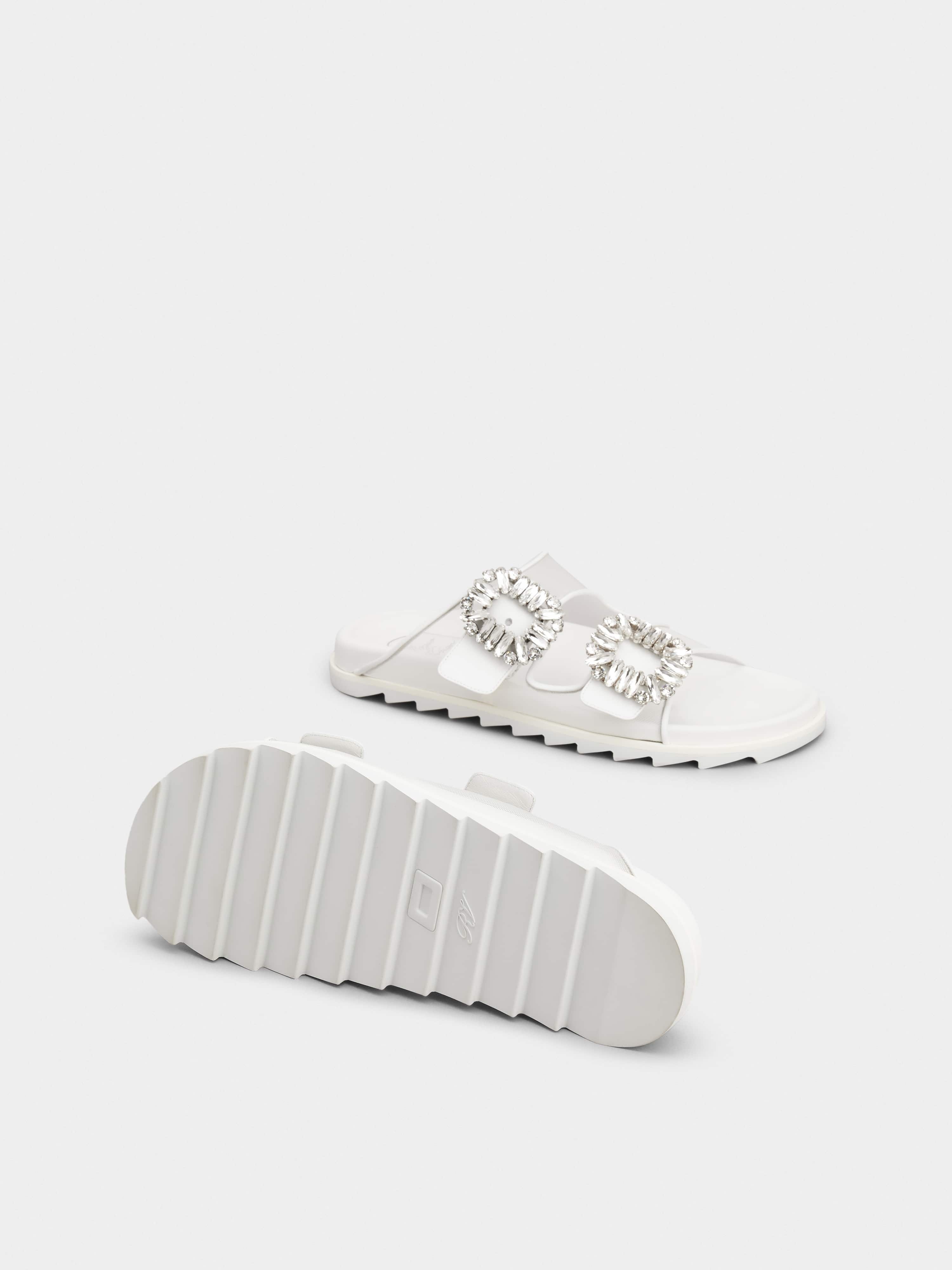 Slidy Viv' Strass Buckle Mules in Fabric - 5