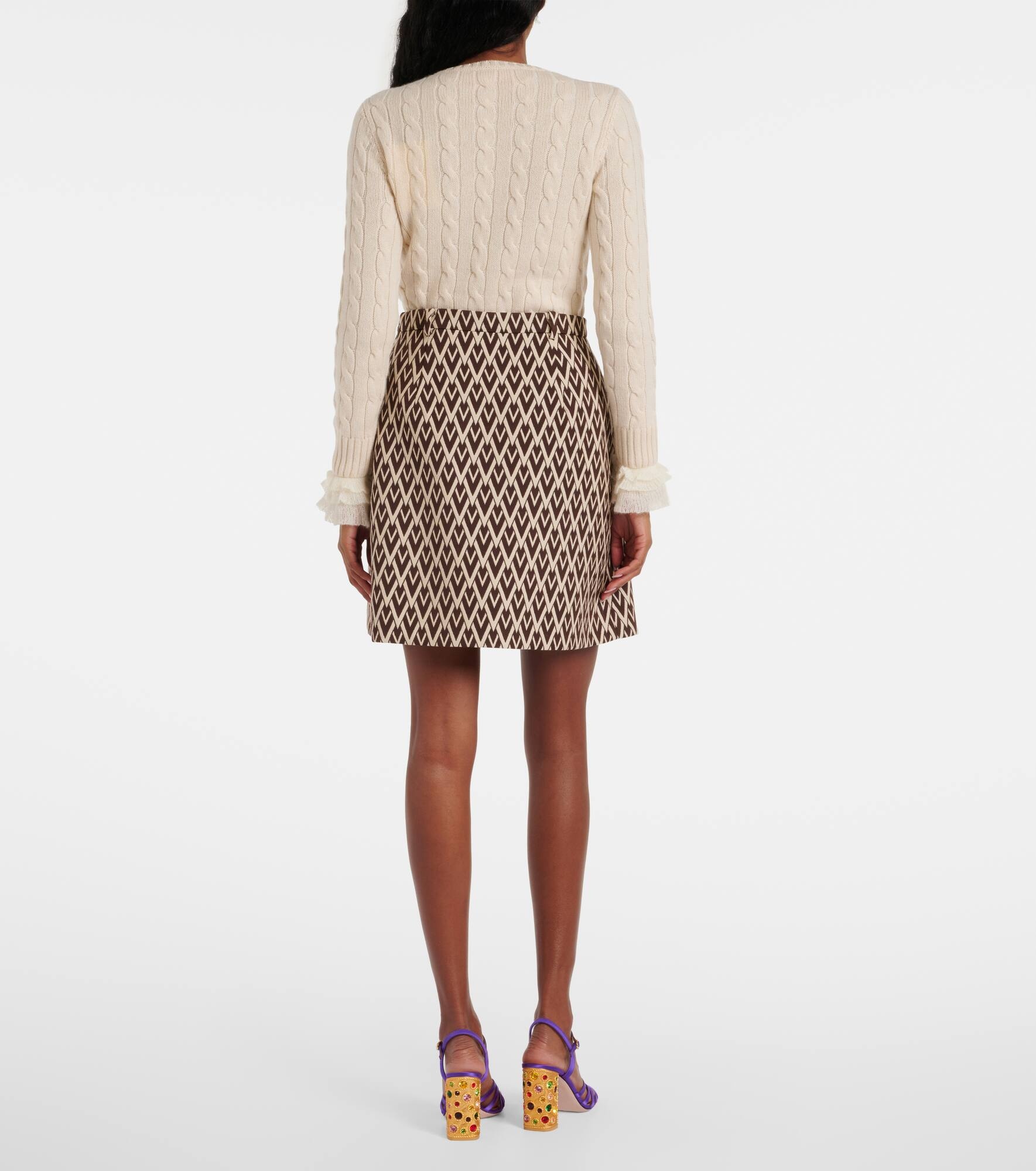 Toute La V wool jacquard miniskirt - 3