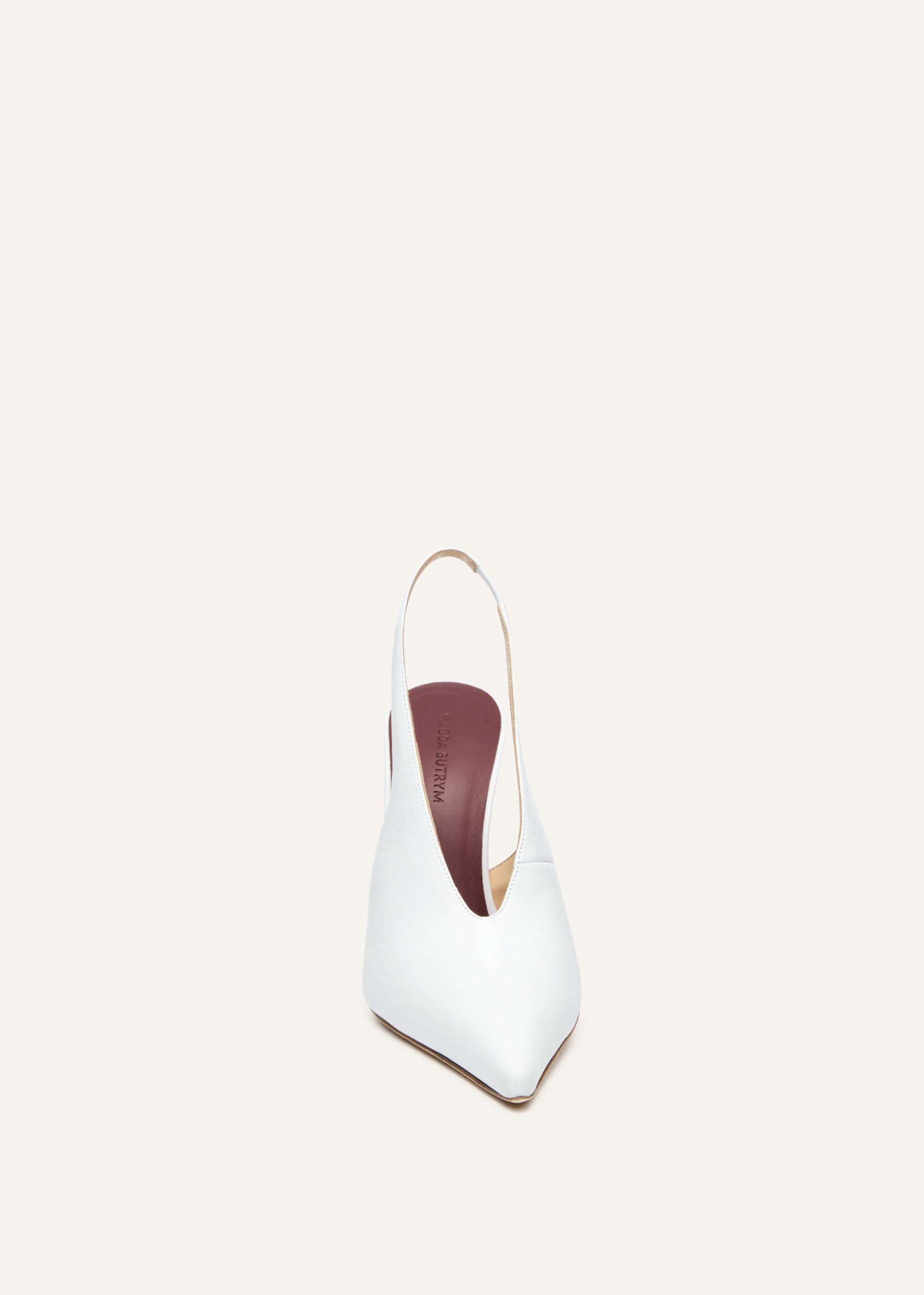 Slingback pointed heel in white leather - 3
