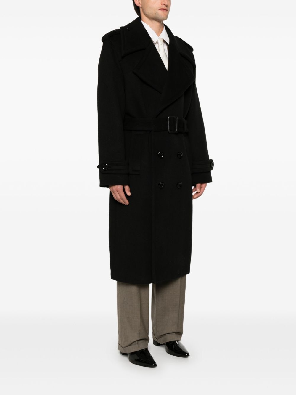 felt trench coat - 3