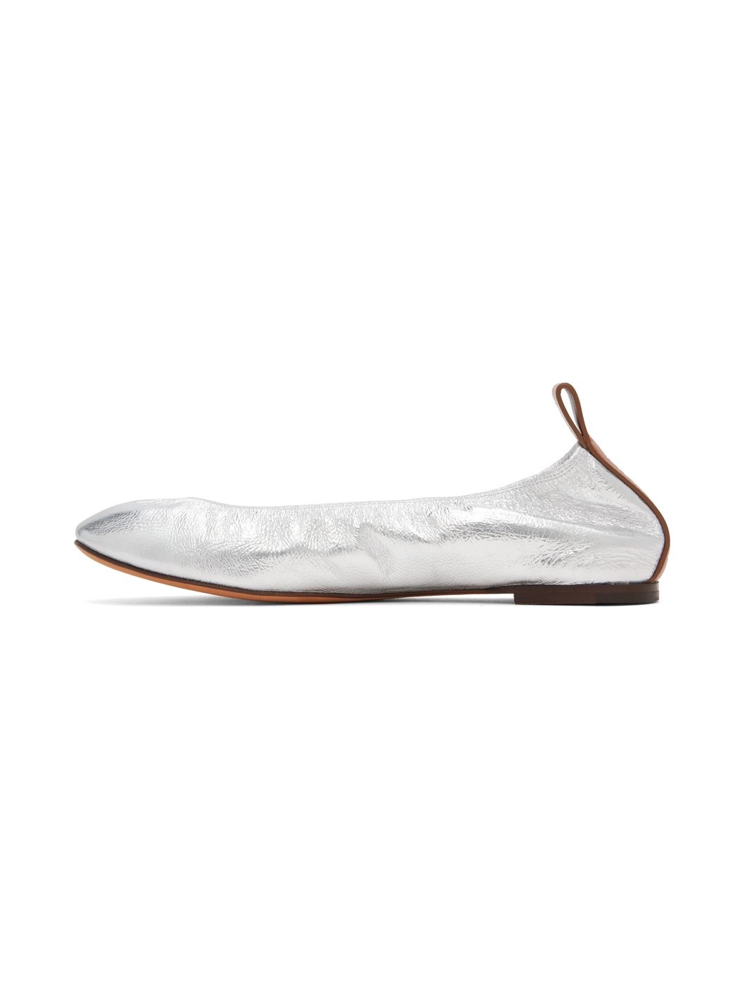 Silver Leather Ballerina Flats - 3