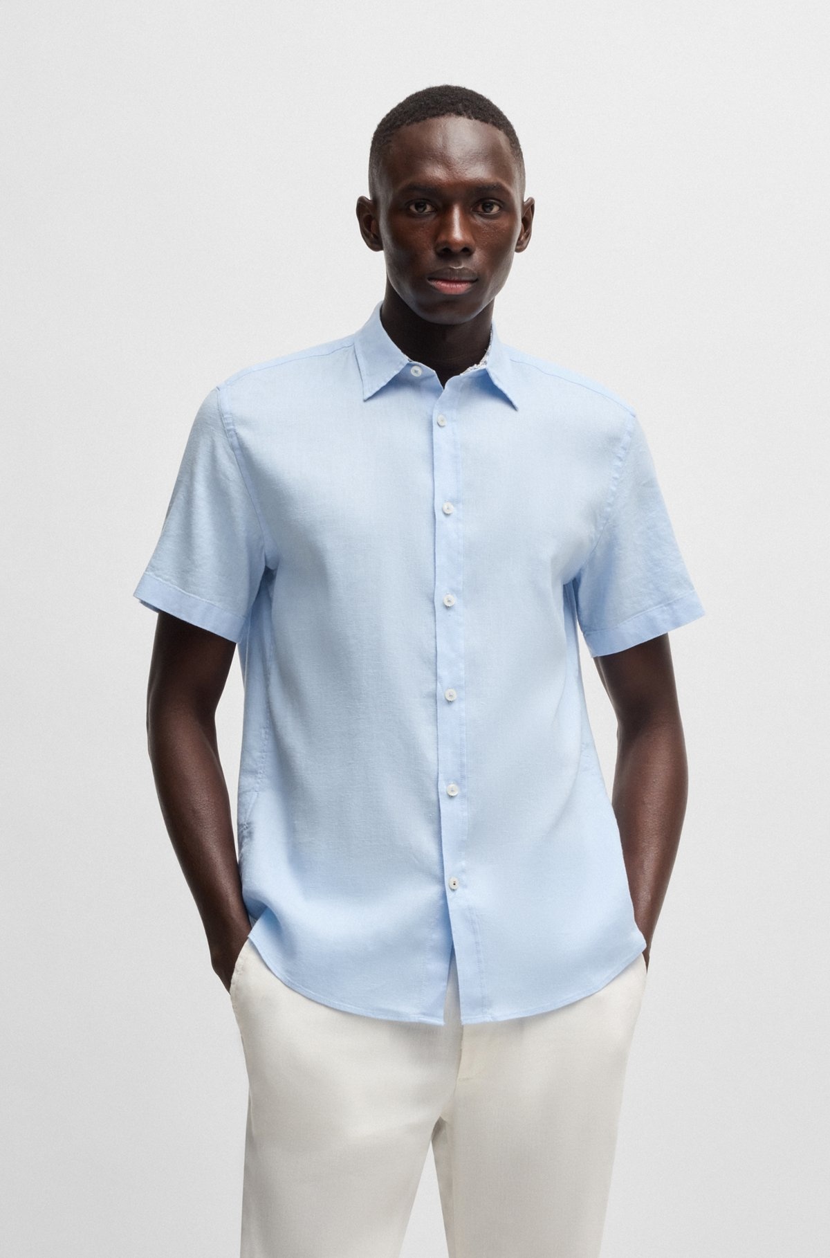 SLIM-FIT SHIRT IN STRETCH LINEN - 2