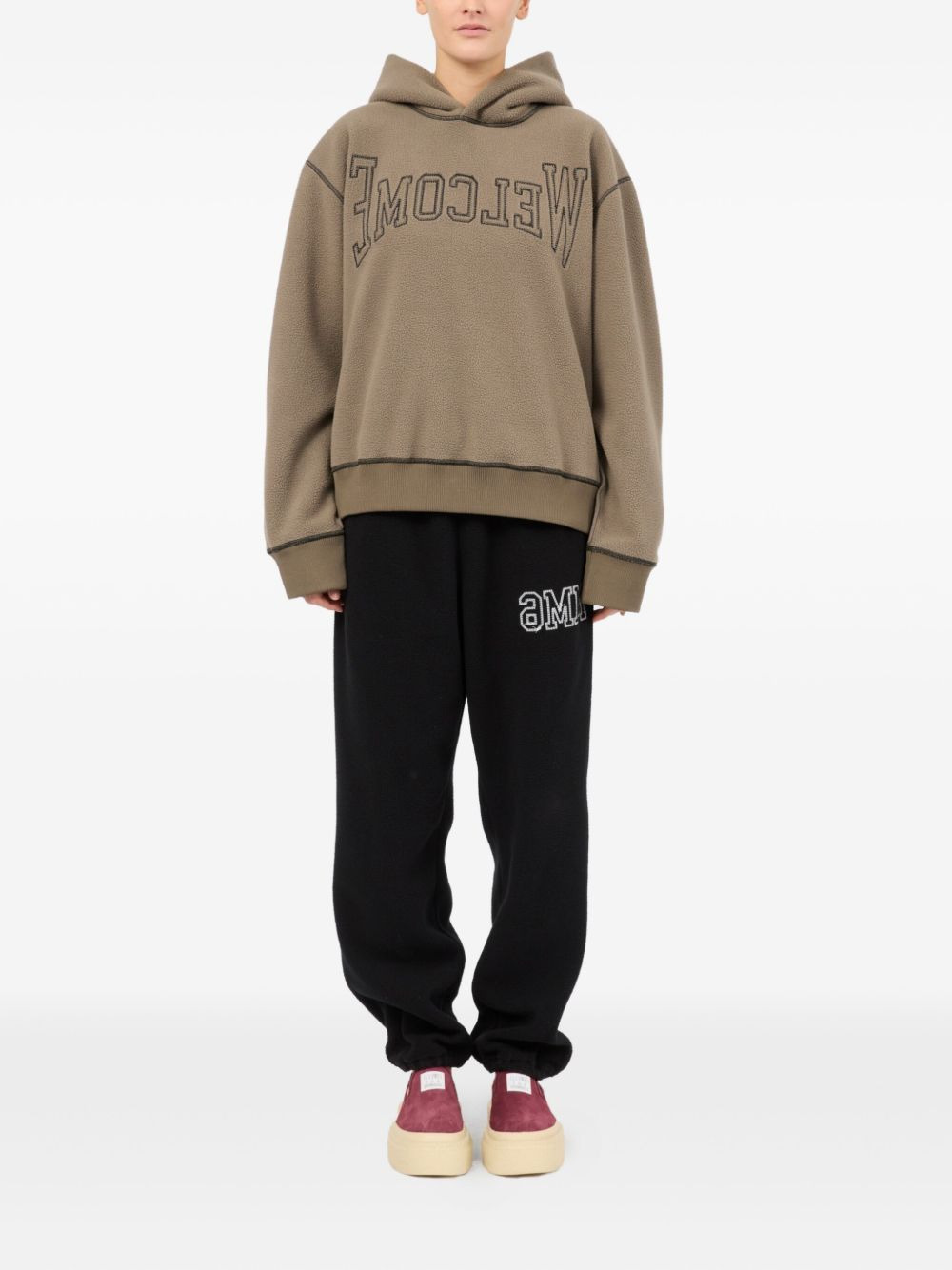 slogan-embroidered hoodie - 2