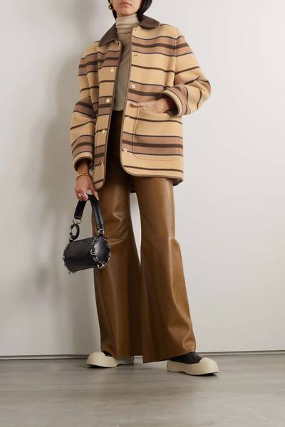 Burberry Leather-trimmed striped wool-felt jacket outlook