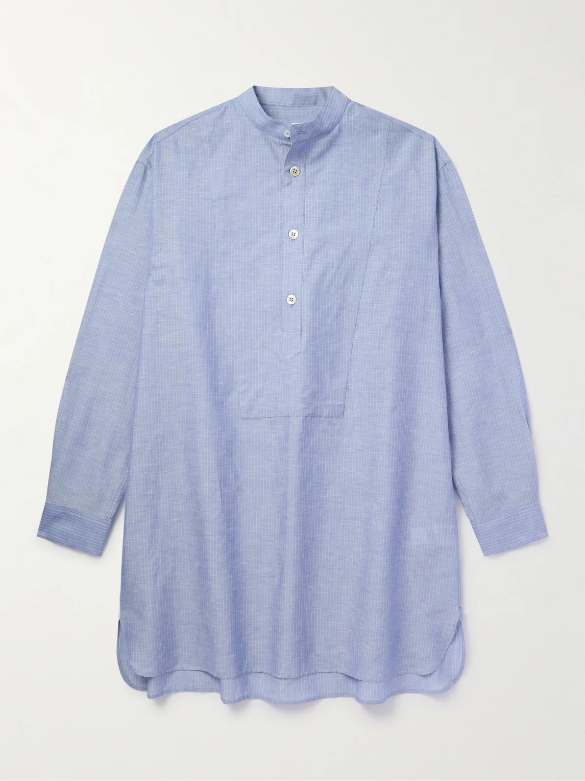 Suwako Grandad-Collar Striped Linen and Cotton-Blend Shirt - 1