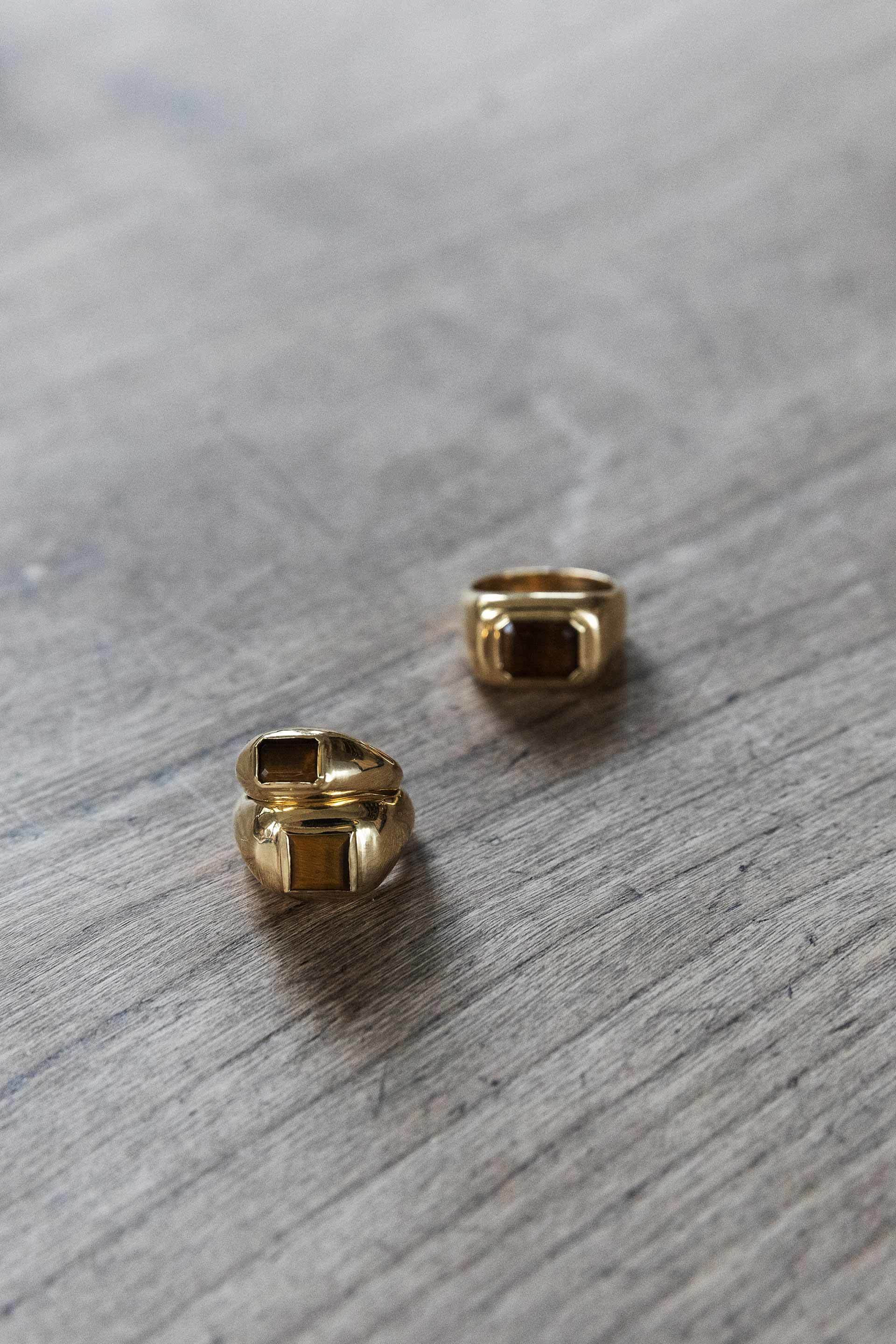 Medium Ring in 18K Yellow Gold & Tiger's Eye - 6