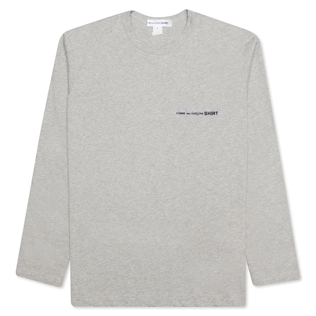 COMME DES GARCONS SHIRT L/S CHEST LOGO TEE - GREY - 1
