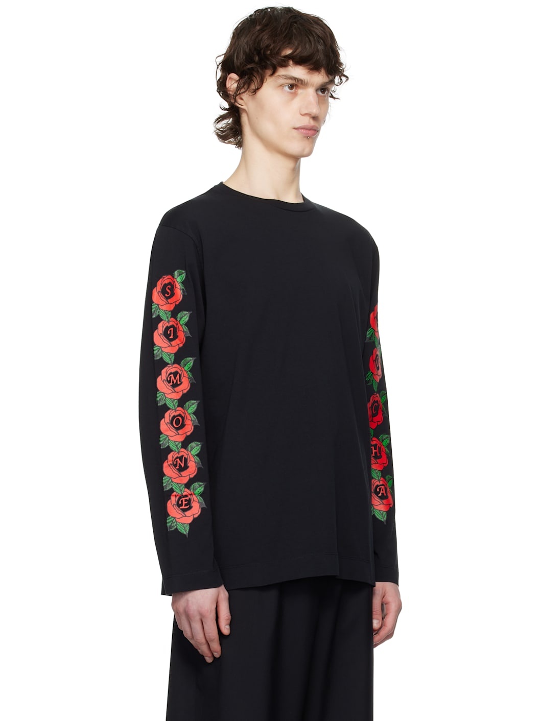 Black Cluster Rose Logo Print Long Sleeve T-shirt - 2