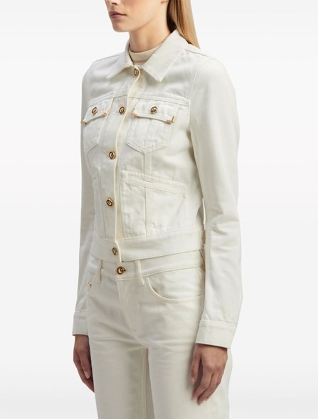 【関税&送料込】Palm Angels White Denim Jacket Palm Angels White Cotton Denim Jacket for Women Online USA