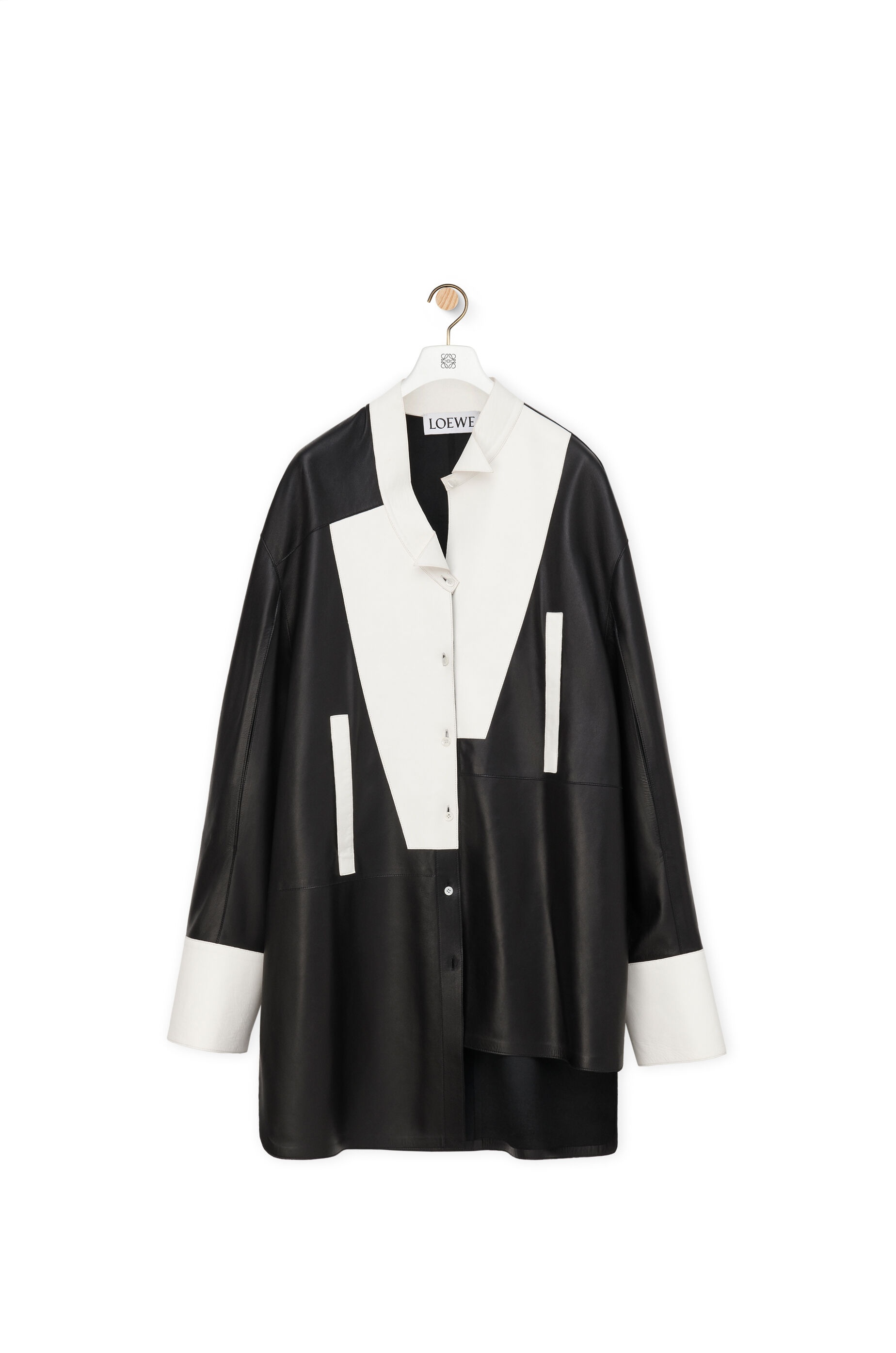 Asymmetric shirt dress in nappa - 1