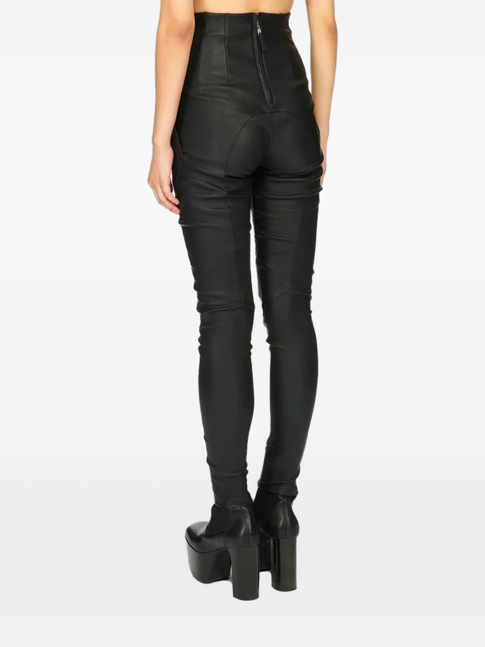 high-waisted zip-detail trousers - 3