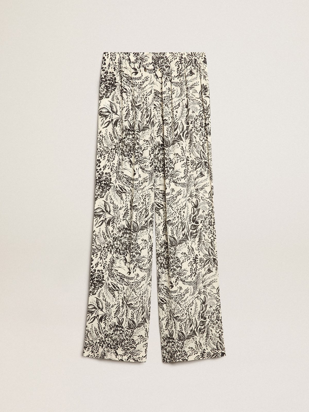 White joggers with black toile de jouy print - 5