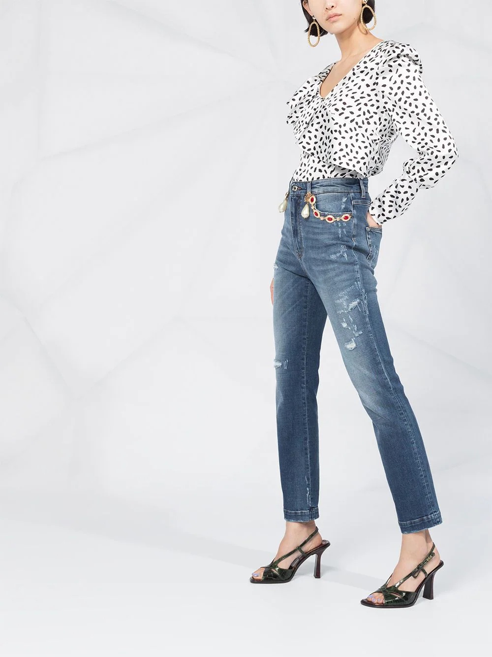 high-waisted cropped jeans - 2