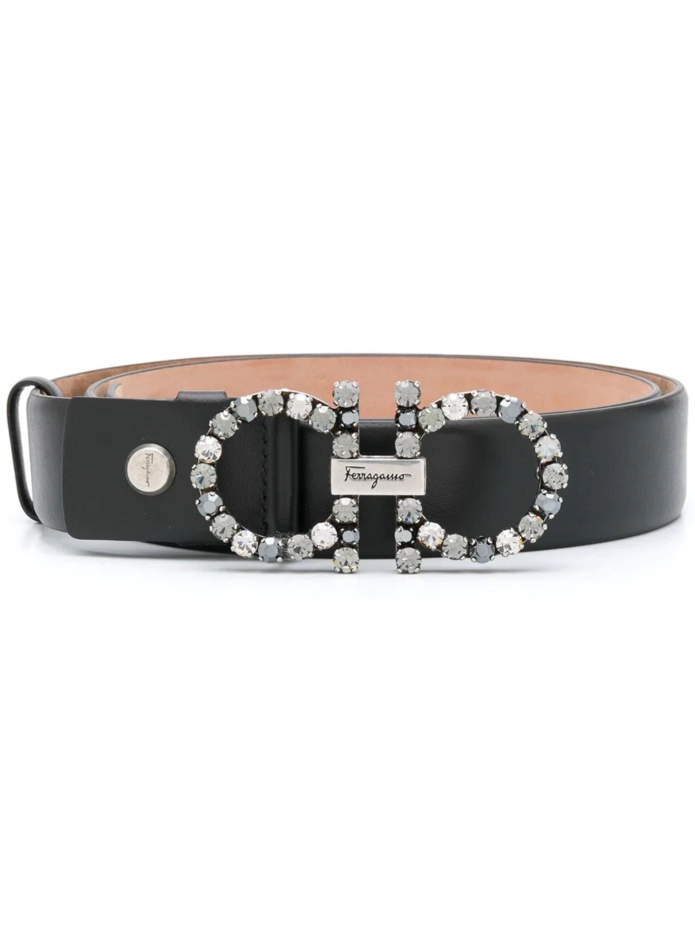 Gancini pearl embellished belt - 1