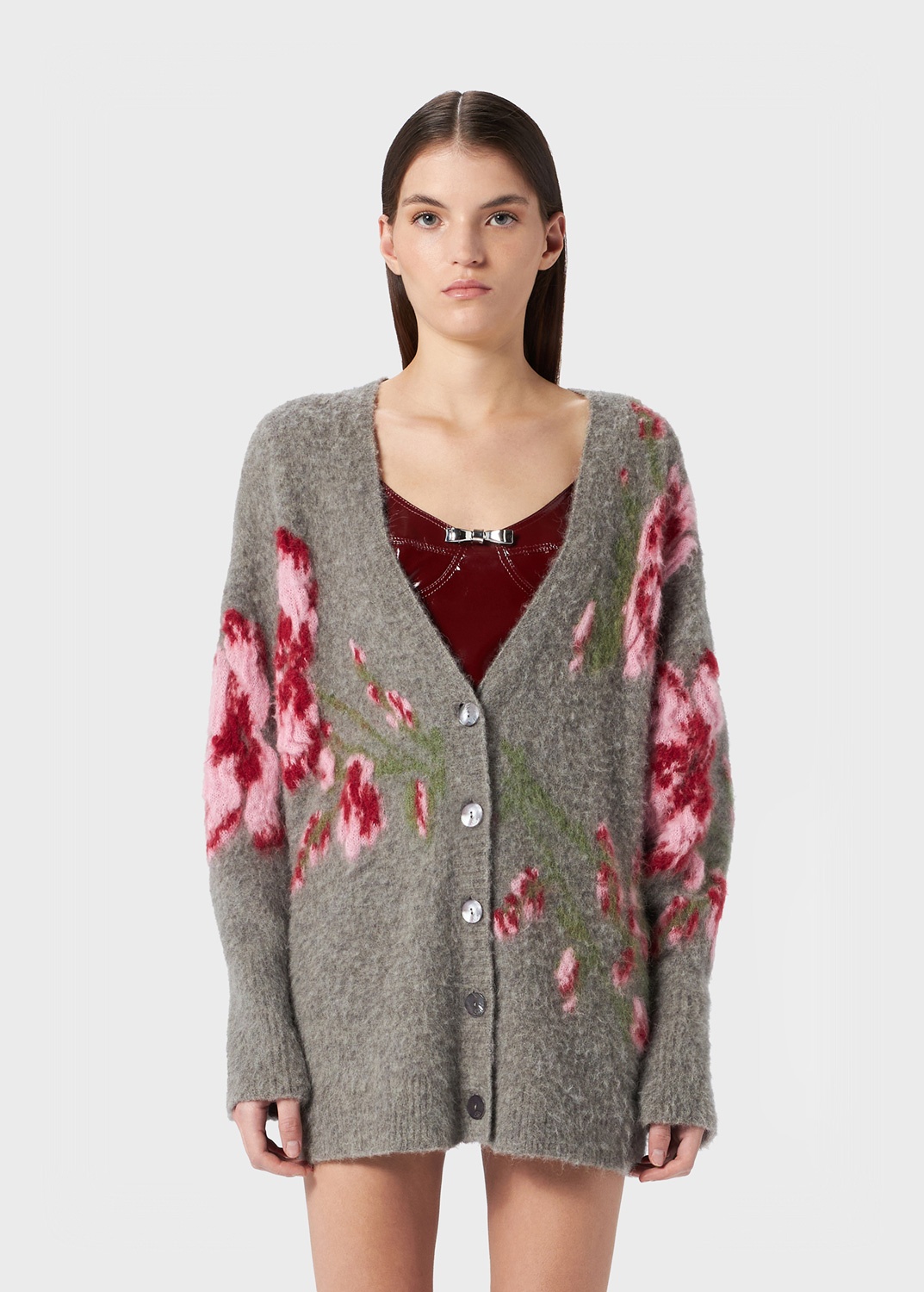 CARDIGAN WITH JACQUARD ROSES - 3