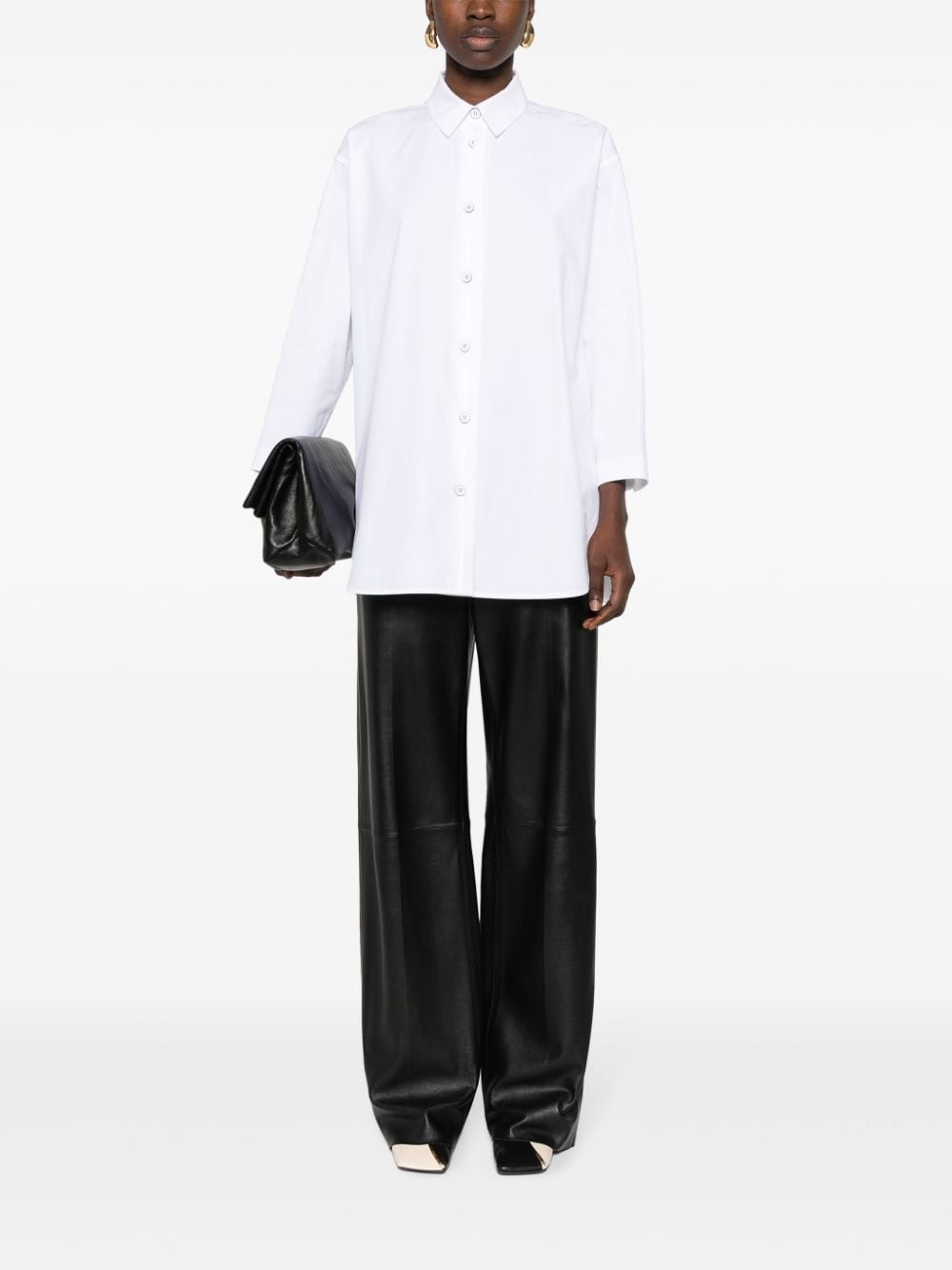 split-cuffs poplin cotton shirt - 2