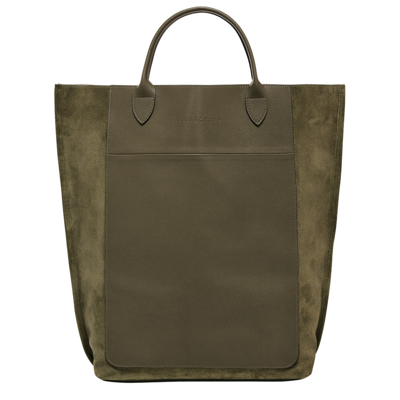 Cabas Longchamp M Tote bag Khaki - Leather 4