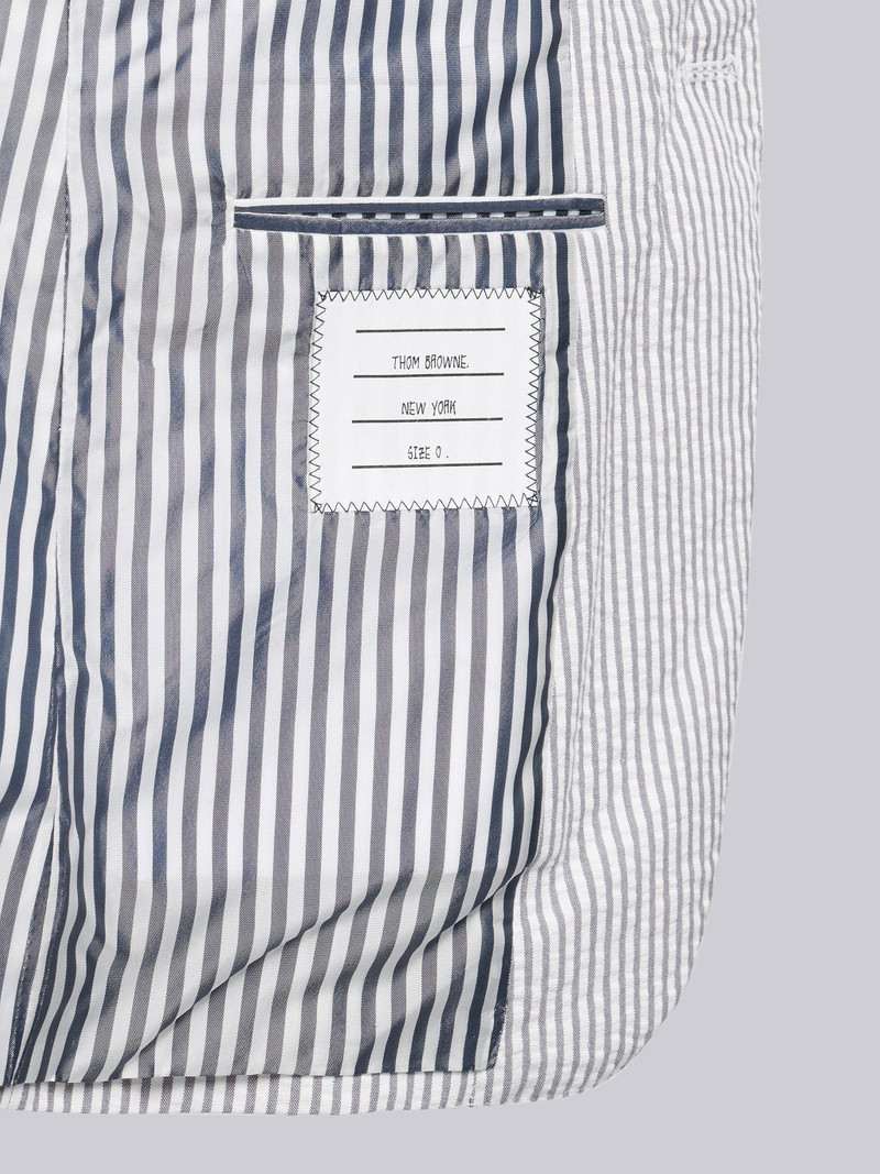 Medium Grey Seersucker Classic Suit and Tie 7