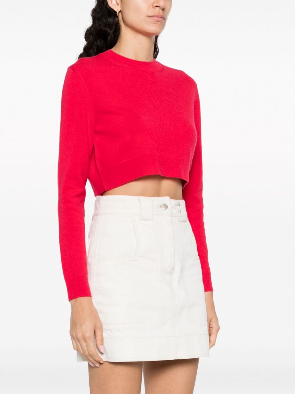 logo-embroidered cropped jumper - 3